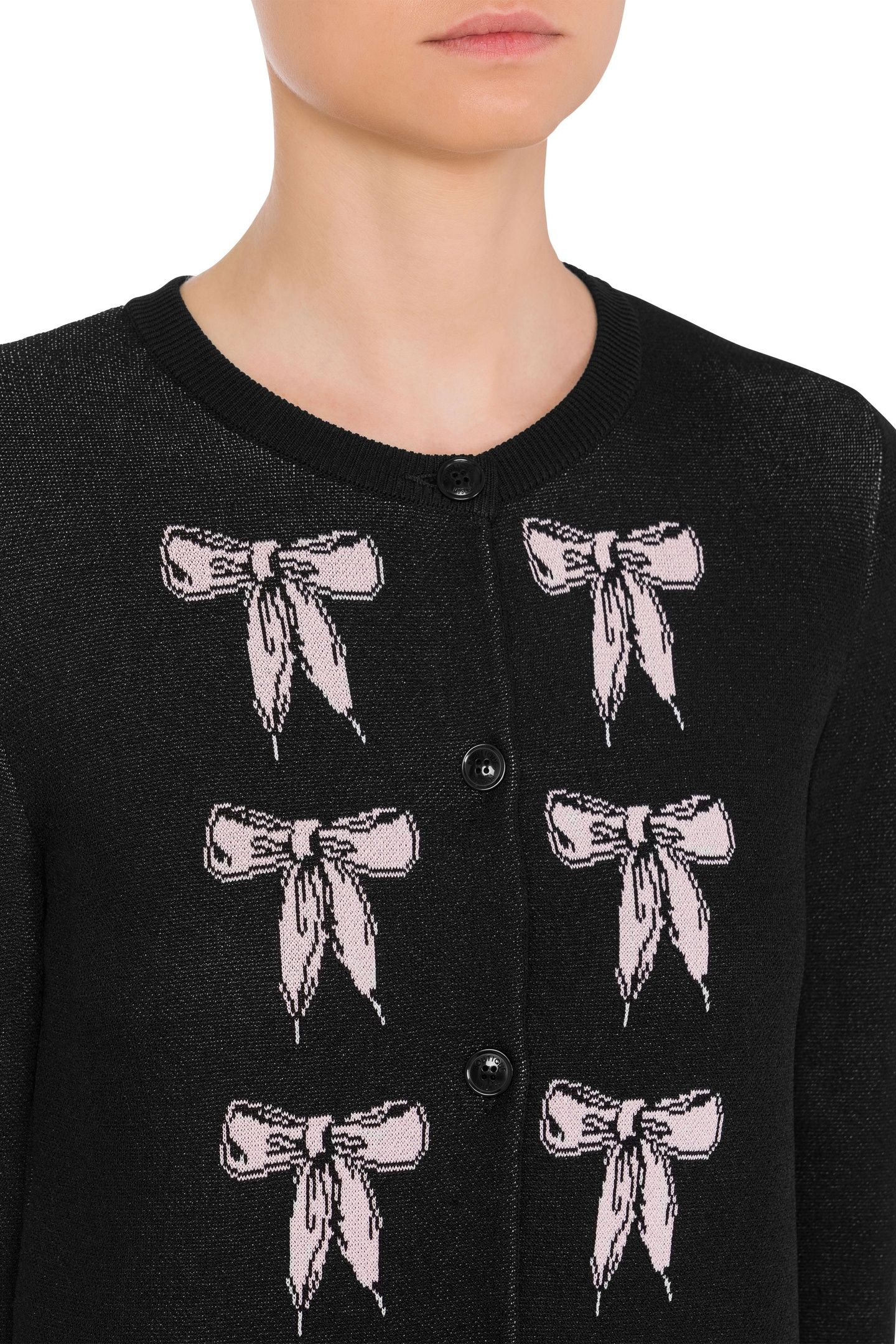 BOW LACES STRETCH KNIT CARDIGAN BLACK 4