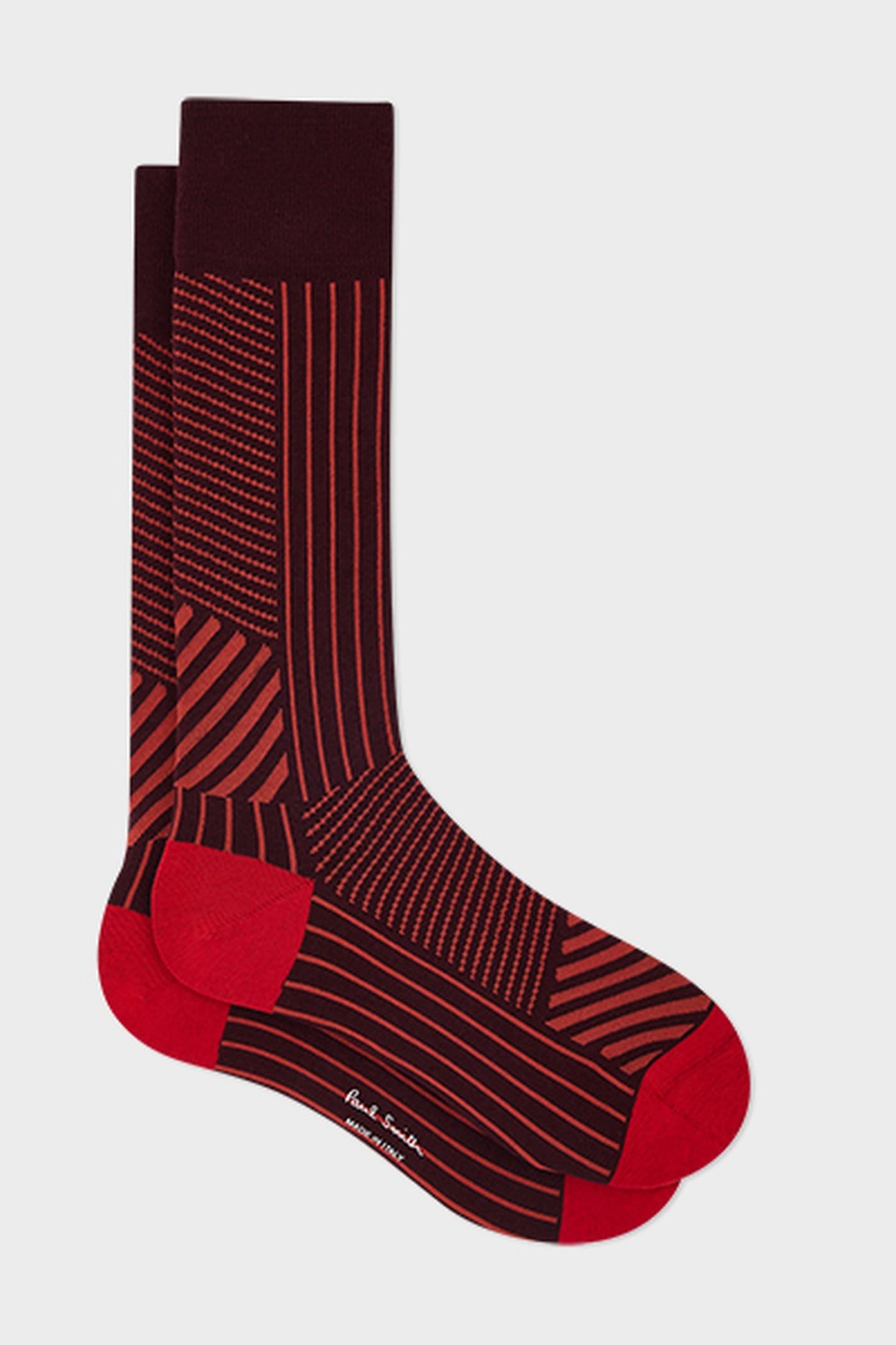 MEN SOCK GORDON STRIPE BURGUNDY/ BORDE 7