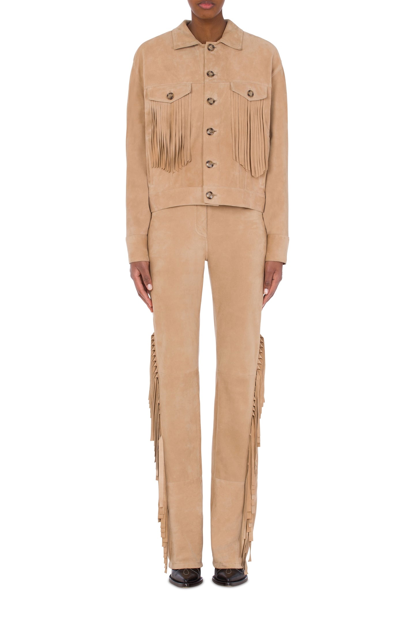 SUEDE JACKET WITH FRINGES BEIGE 1