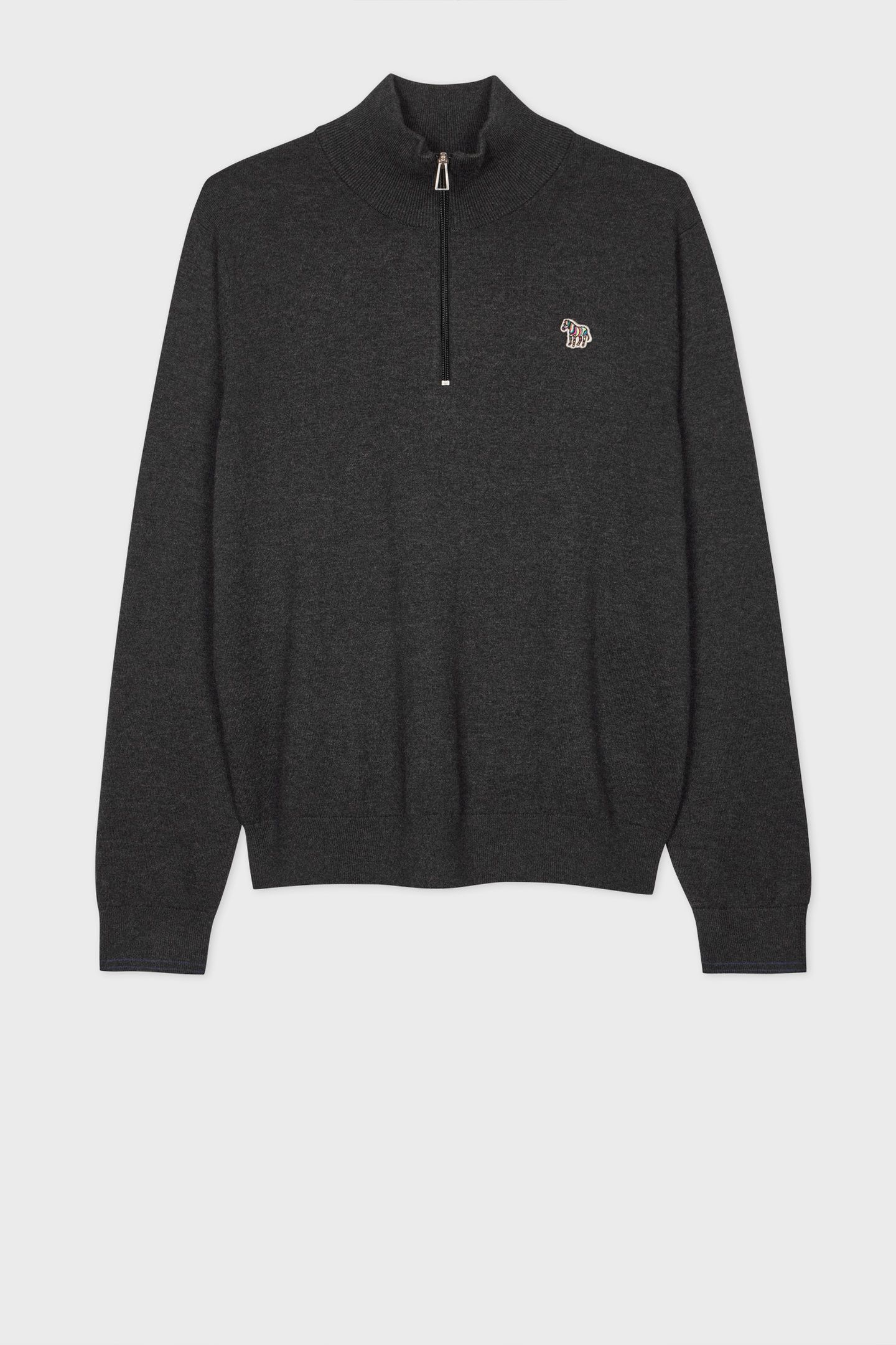 MENS SWEATER ZIP NECK ZEB BAD BLACK MELANGE 1