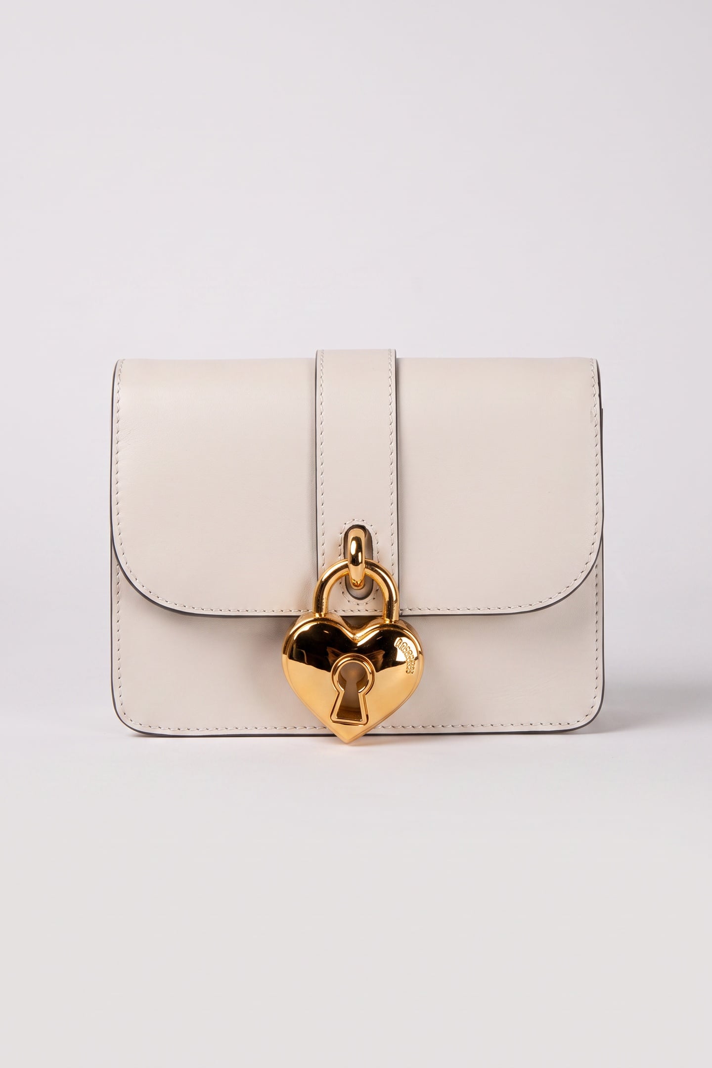 HEART LOCK CALFSKIN SHOULDER BAG WHITE 2