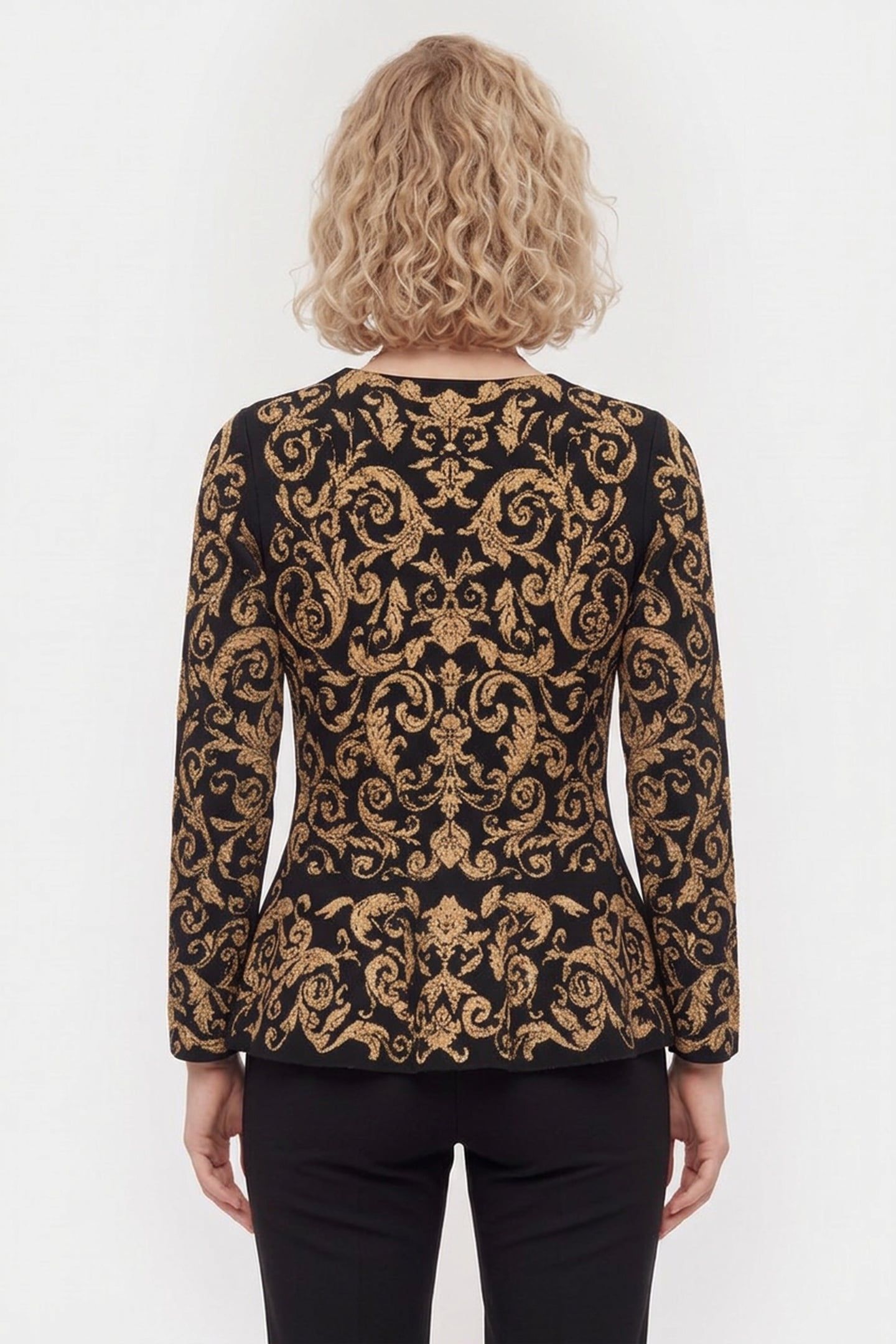 BAROQUE JACQUARD KNIT PULLOVER BLACK 2