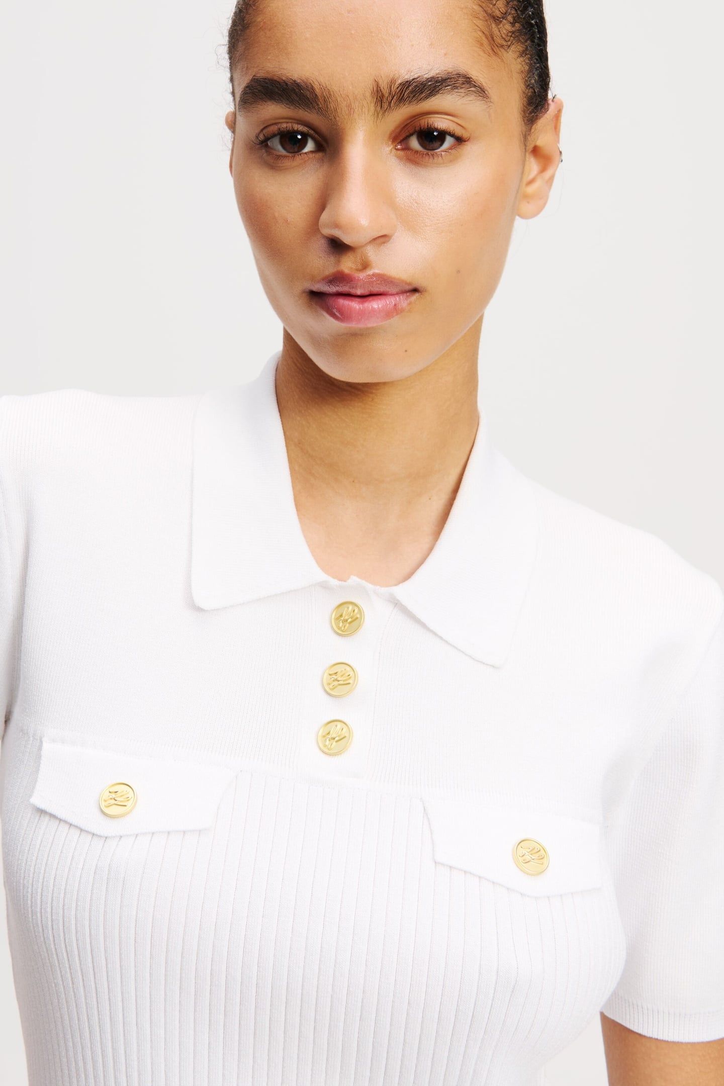 SSLV KNIT POLO WHITE 6