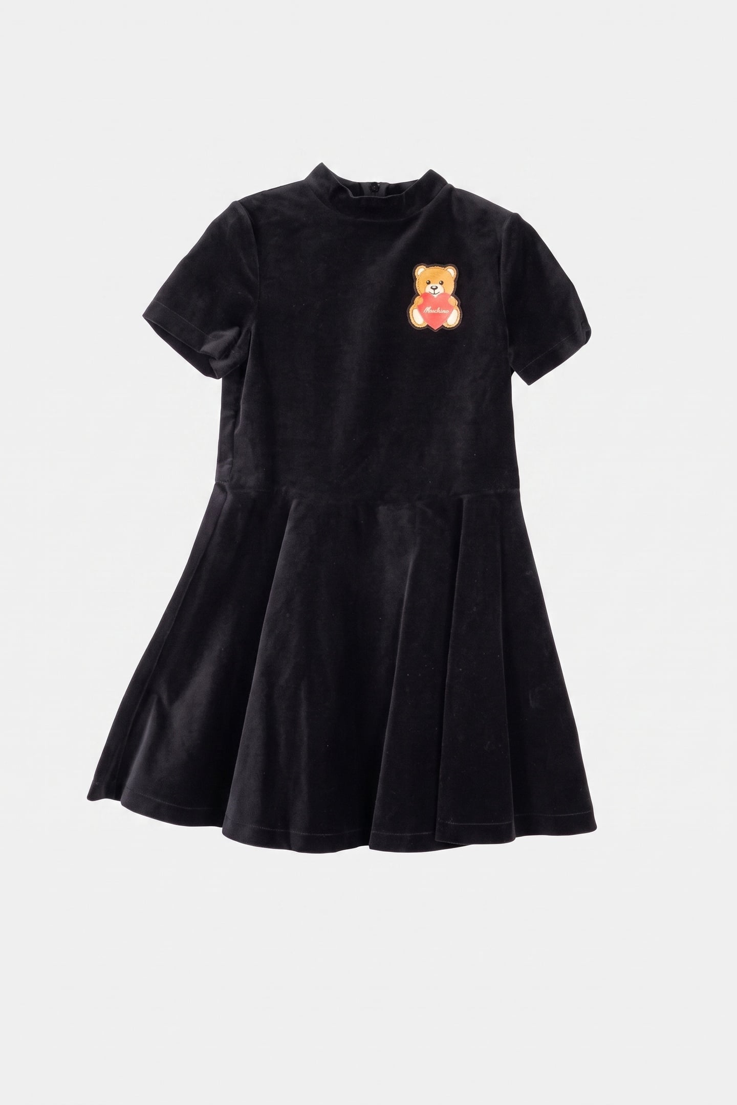GIRL'S HEART TEDDY BEAR VELVET DRESS BLACK 2