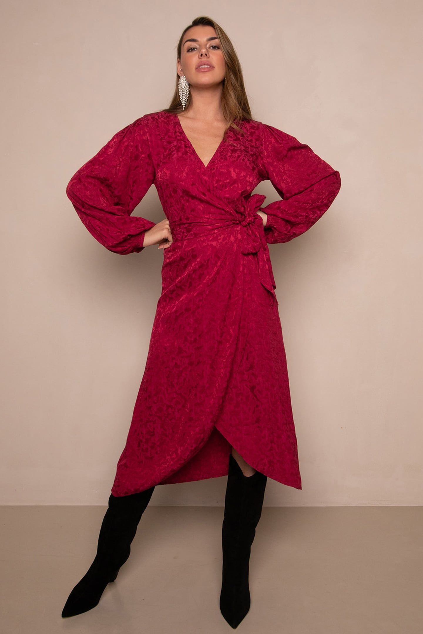 BLOSSOM MIDI DRESS BEET RED 1