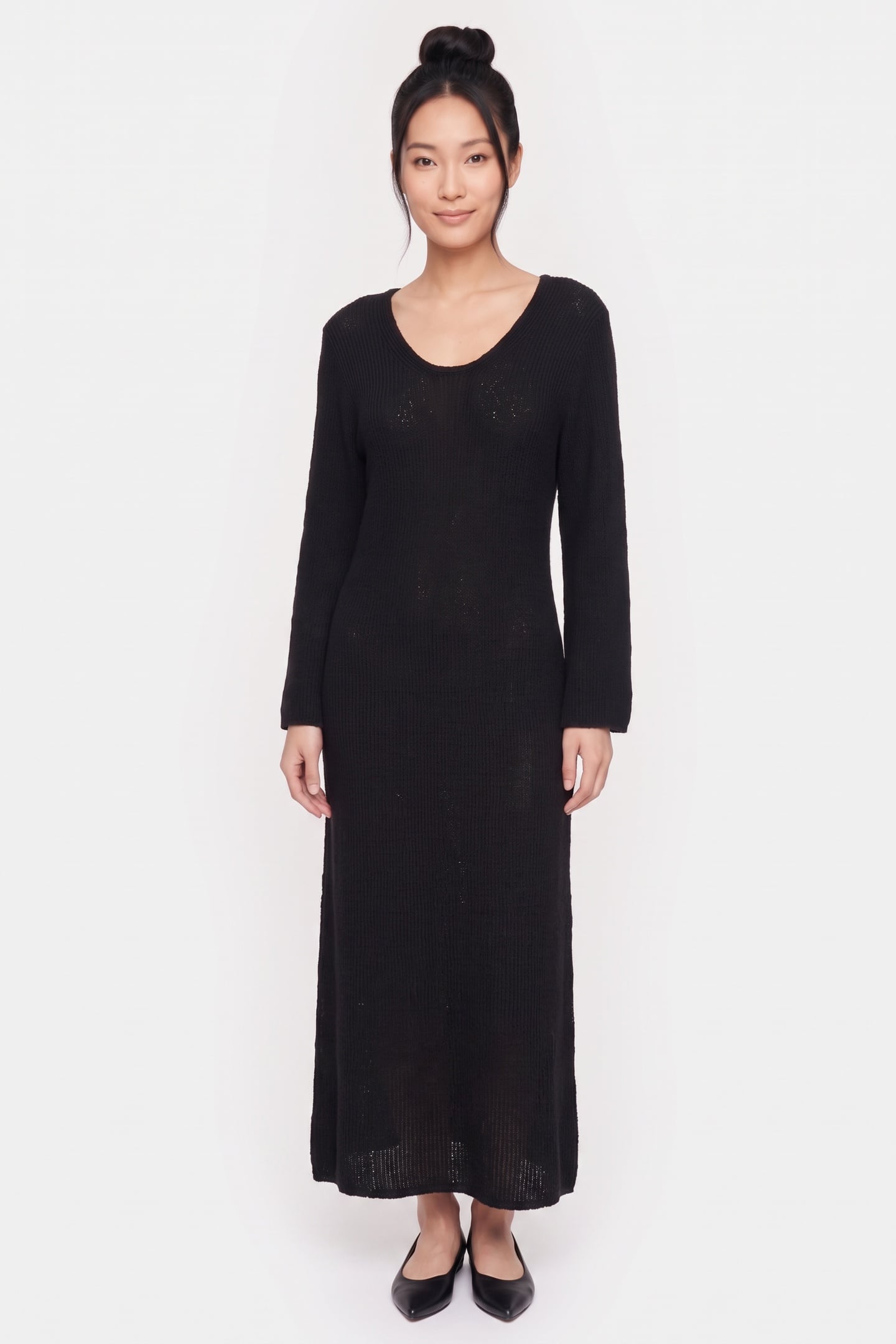 CHAVELA OPEN KNIT DRESS BLACK 1