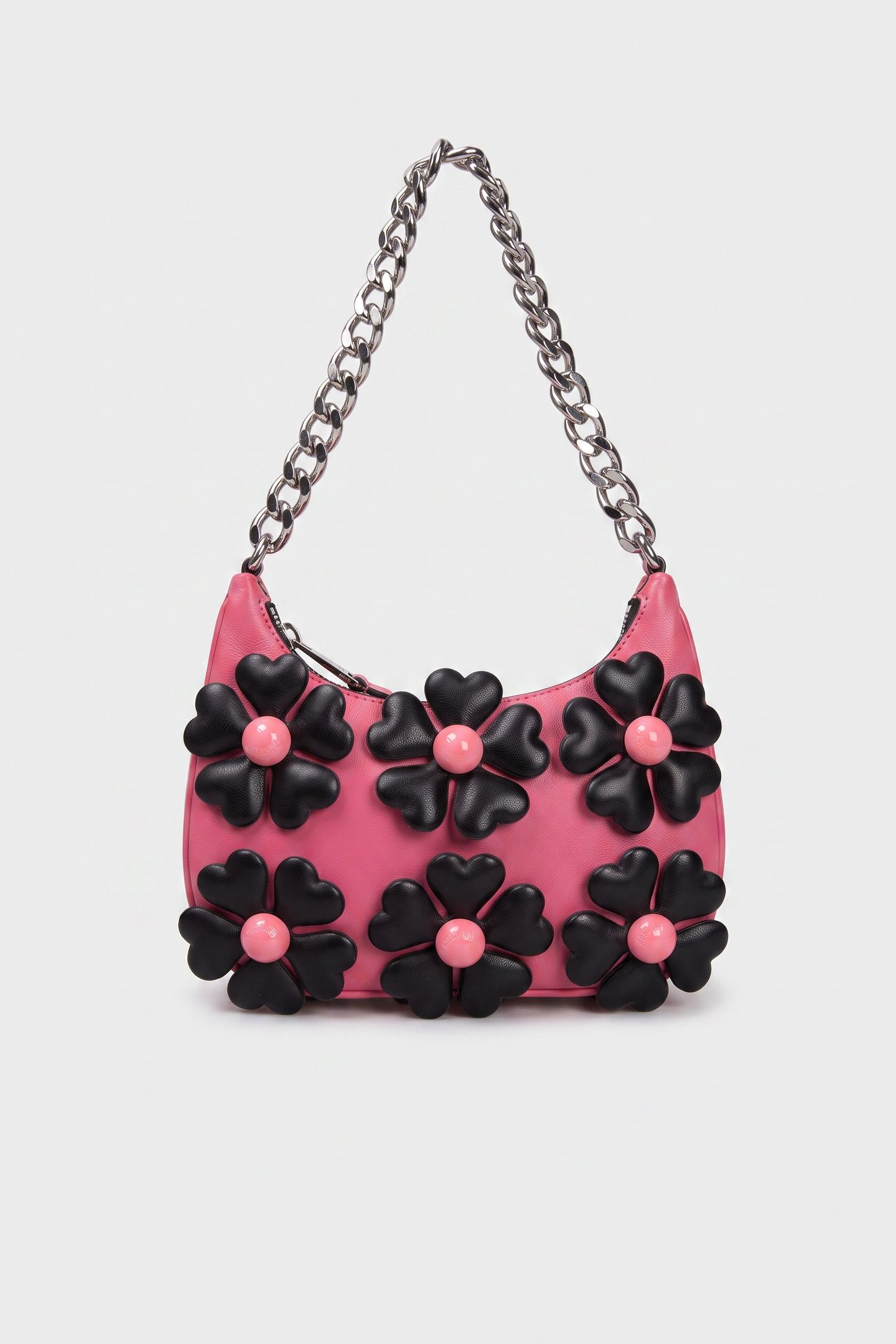 HEART FLOWERS NAPPA LEATHER MINI HOBO BAG PURPLE 1