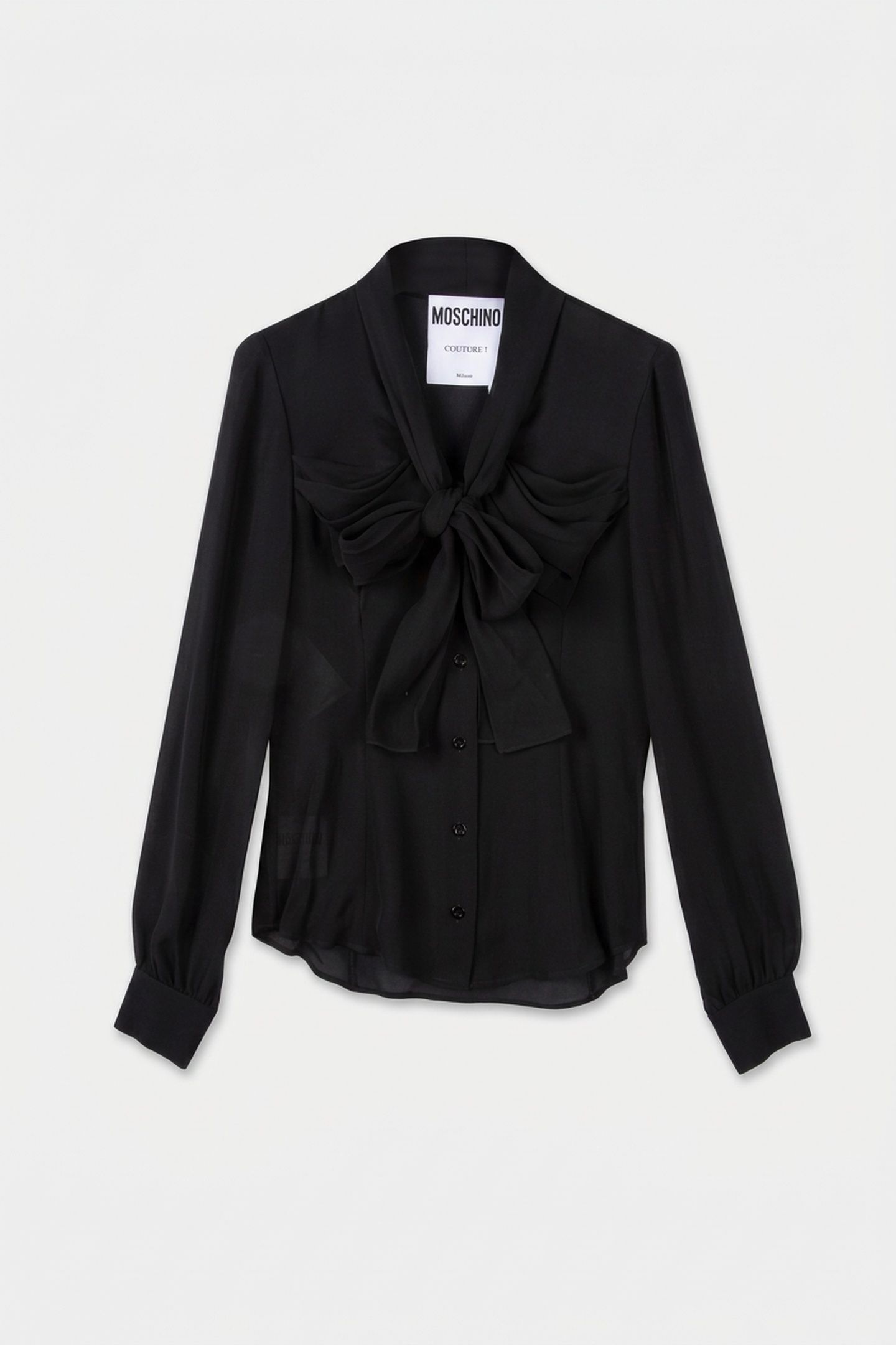 SILK CHARMEUSE SHIRT WITH BOW BLACK 3