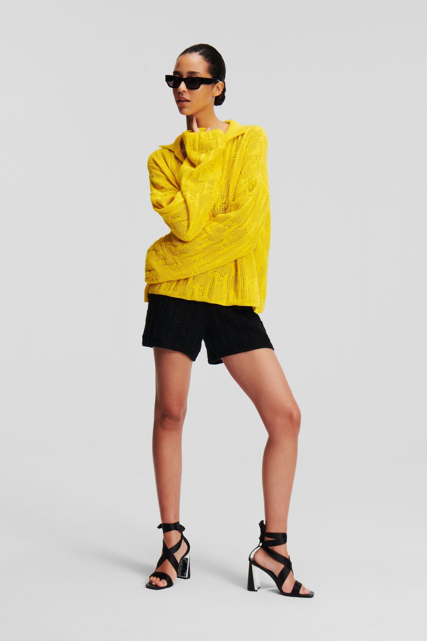MONOGRAM KNIT LS SWEATER BLAZING YELLOW 3