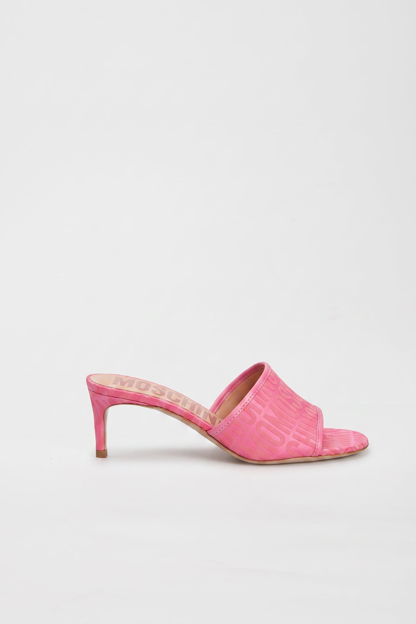 NYLON HEELED SANDALS ALLOVER LOGO PINK 1