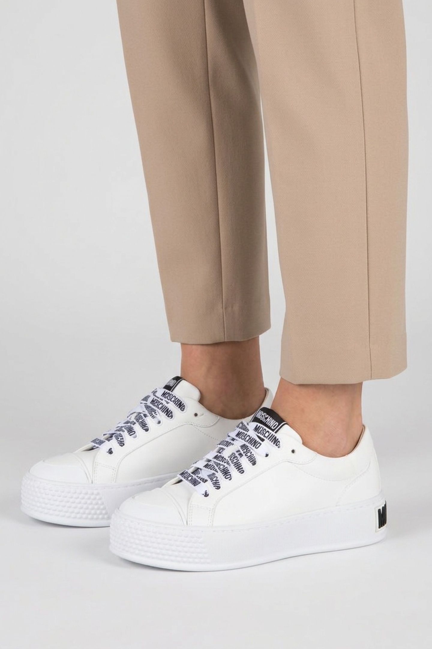 FAUX-LEATHER SNEAKERS WHITE 1