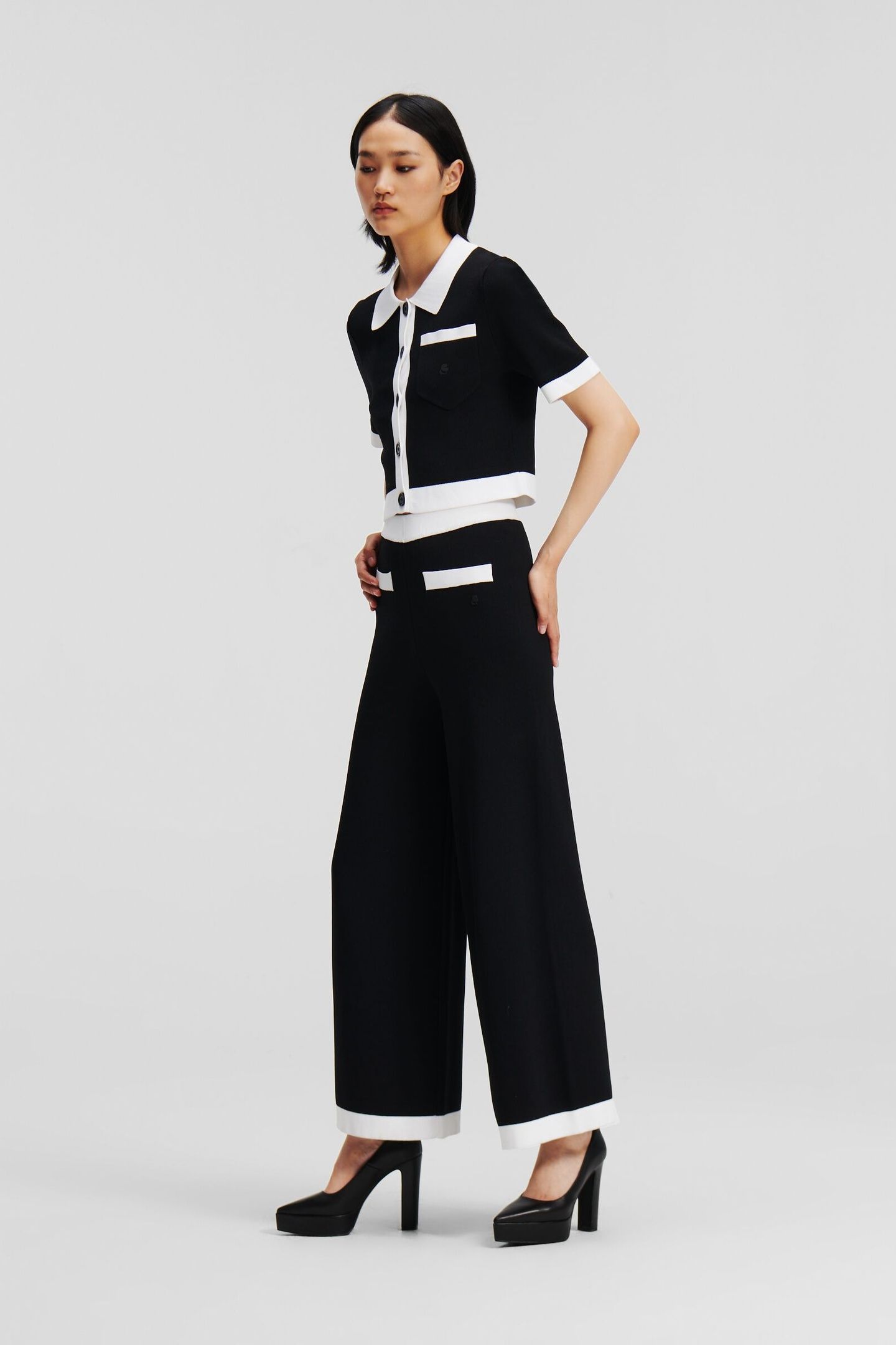 CLASSIC KNIT PANTS BLACK/WHITE 3