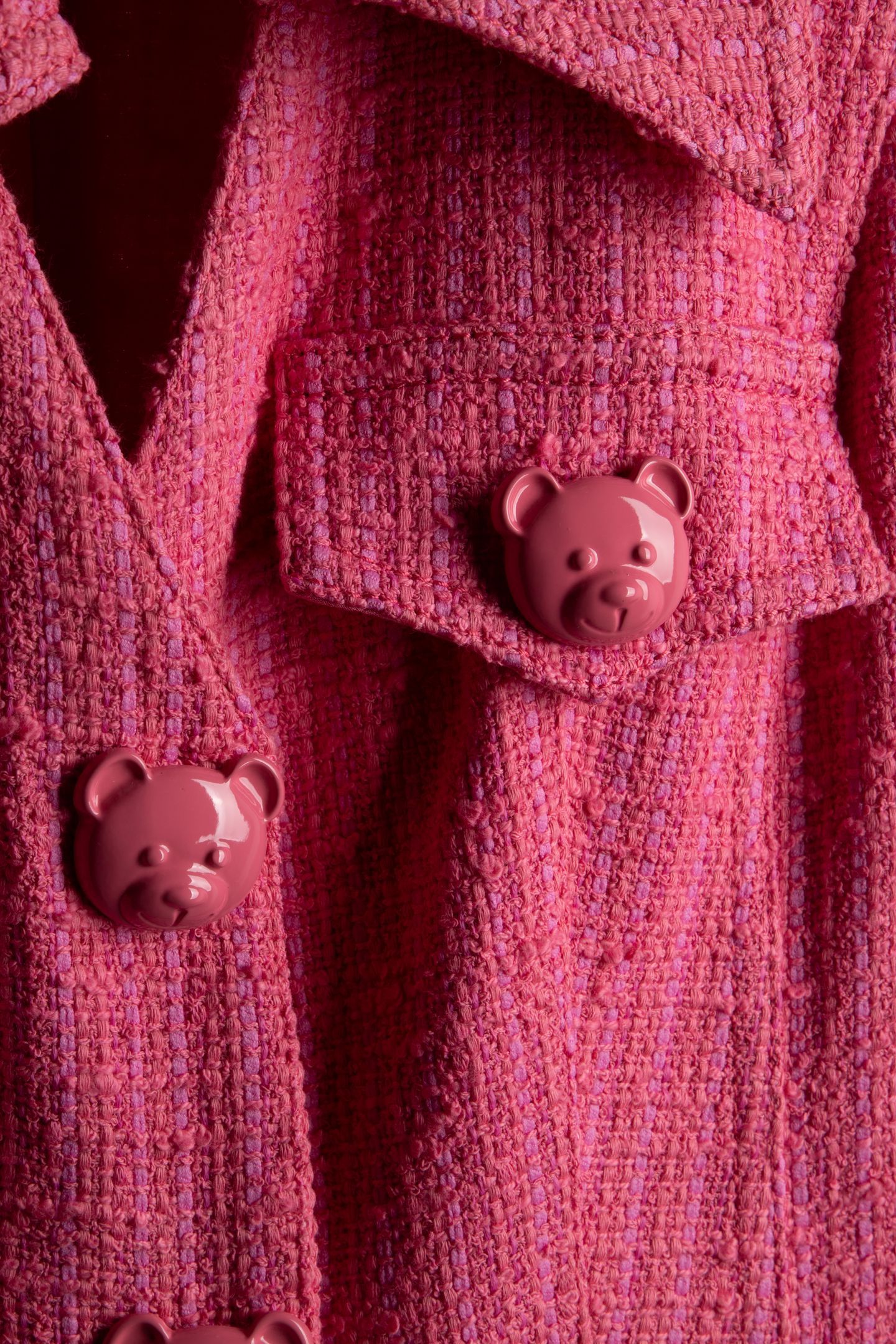TEDDY BUTTONS TWEED DRESS PINK 4