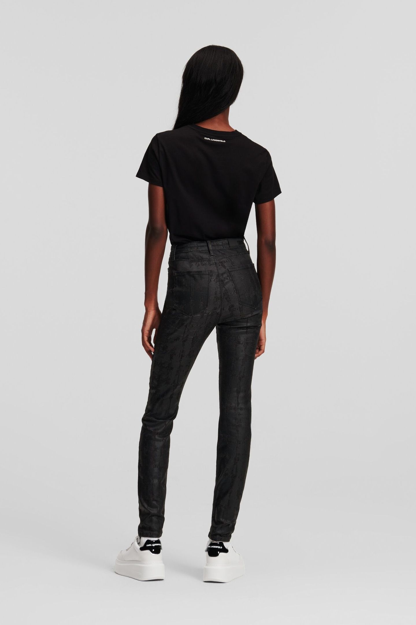 AOP SKINNY DENIM PANTS BLACK COATED KARL HEADS 3