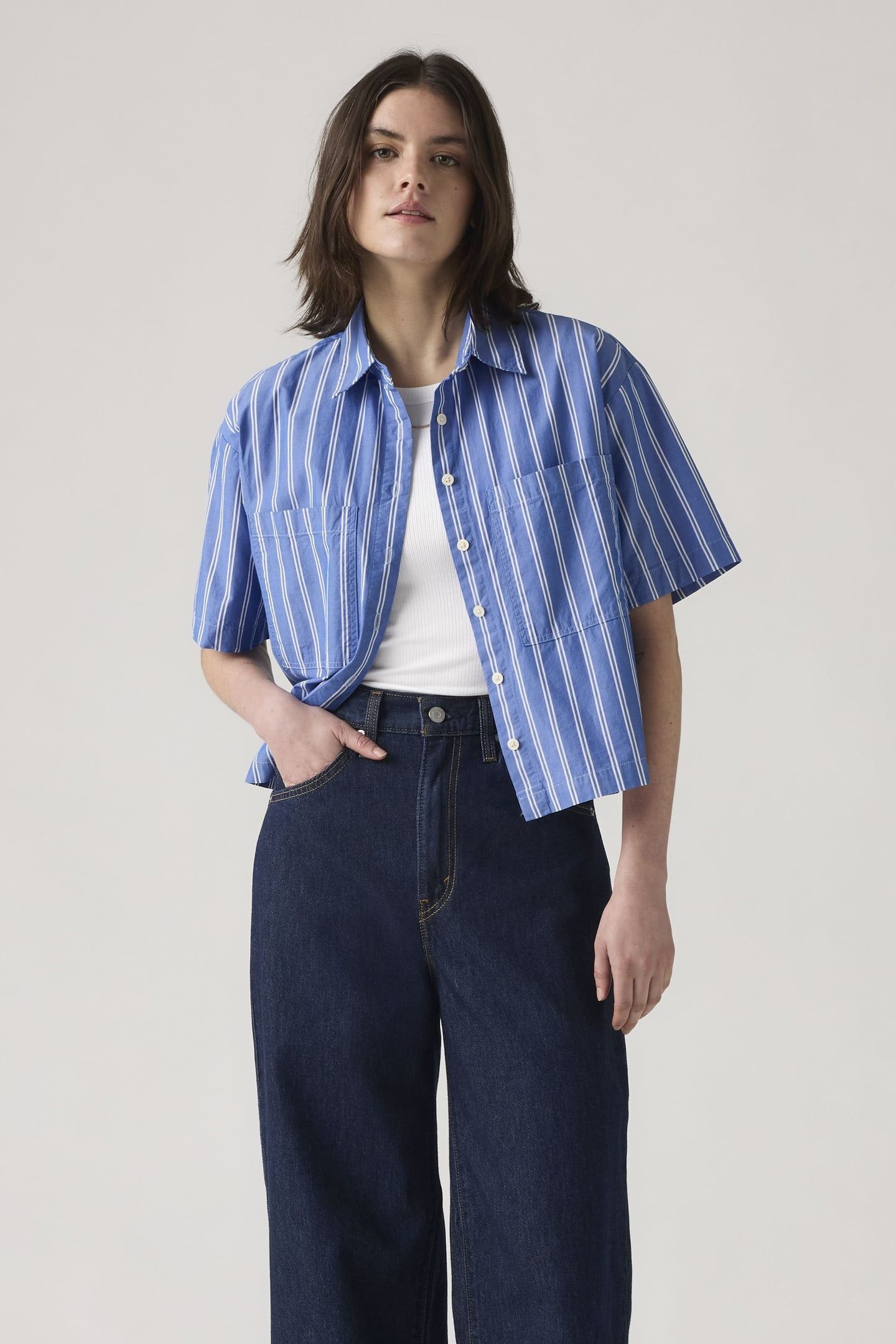 HARLIE SHORT SLEEVE CROPPED SHIRT 1