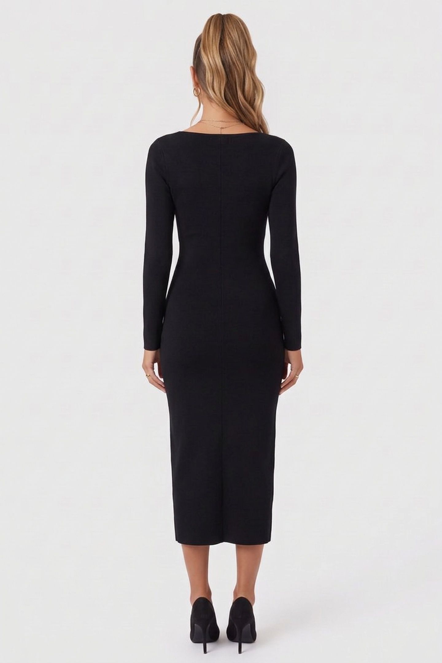 KNITTED WRAP DRESS BLACK 2
