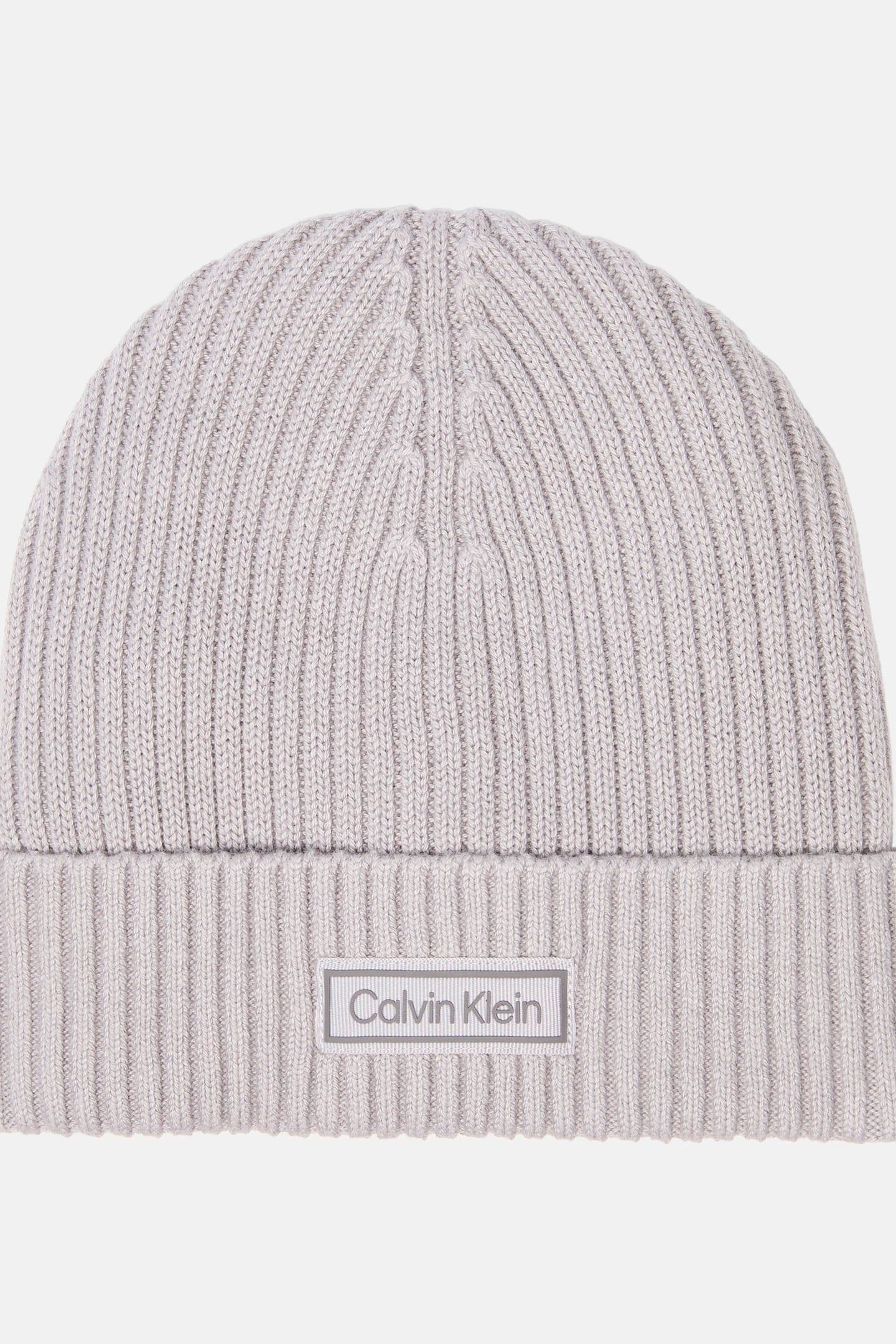 PATCH CHUNKY RIB COTTON BEANIE SILVER SCONCE 1