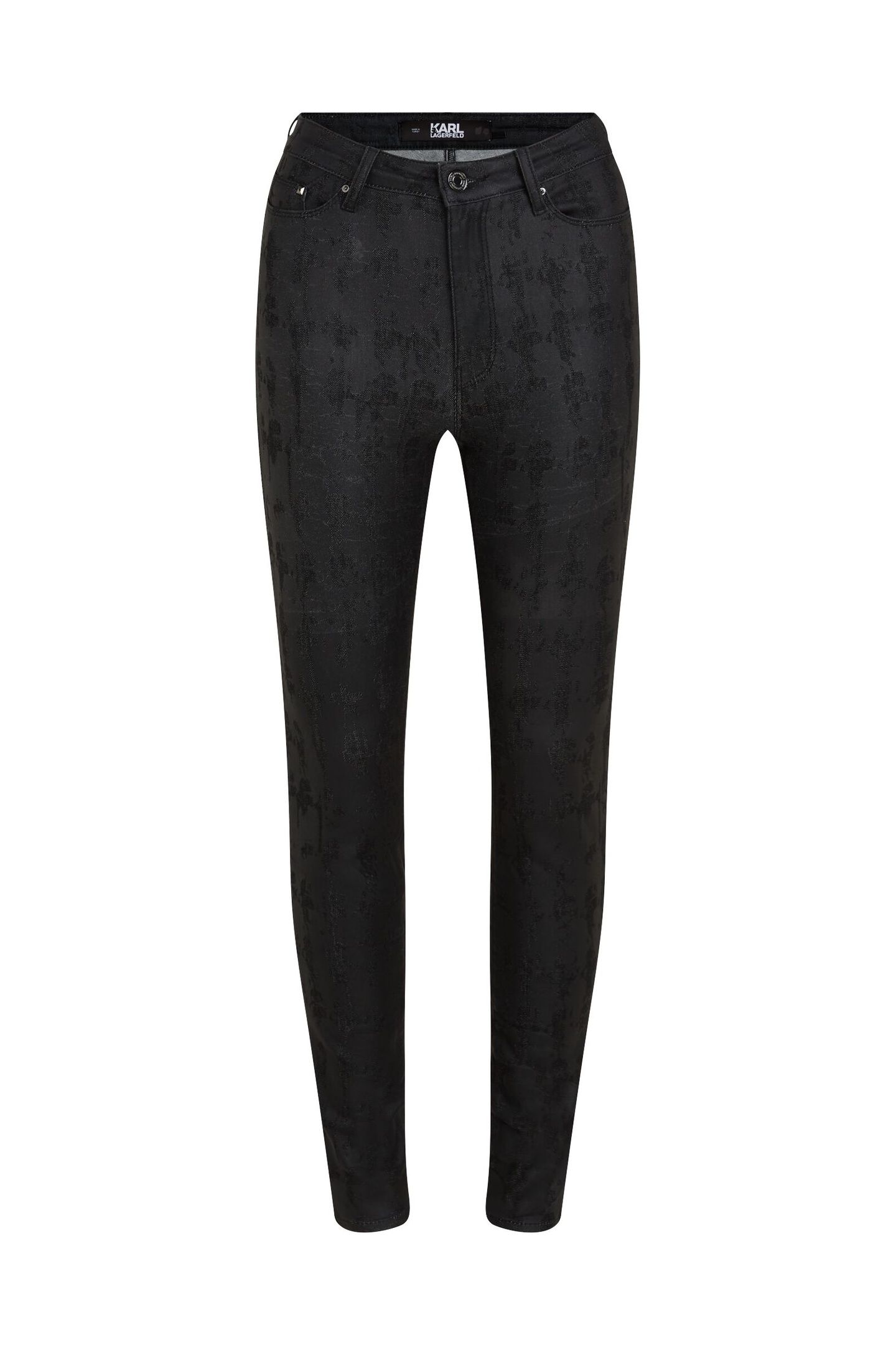AOP SKINNY DENIM PANTS BLACK COATED KARL HEADS 5