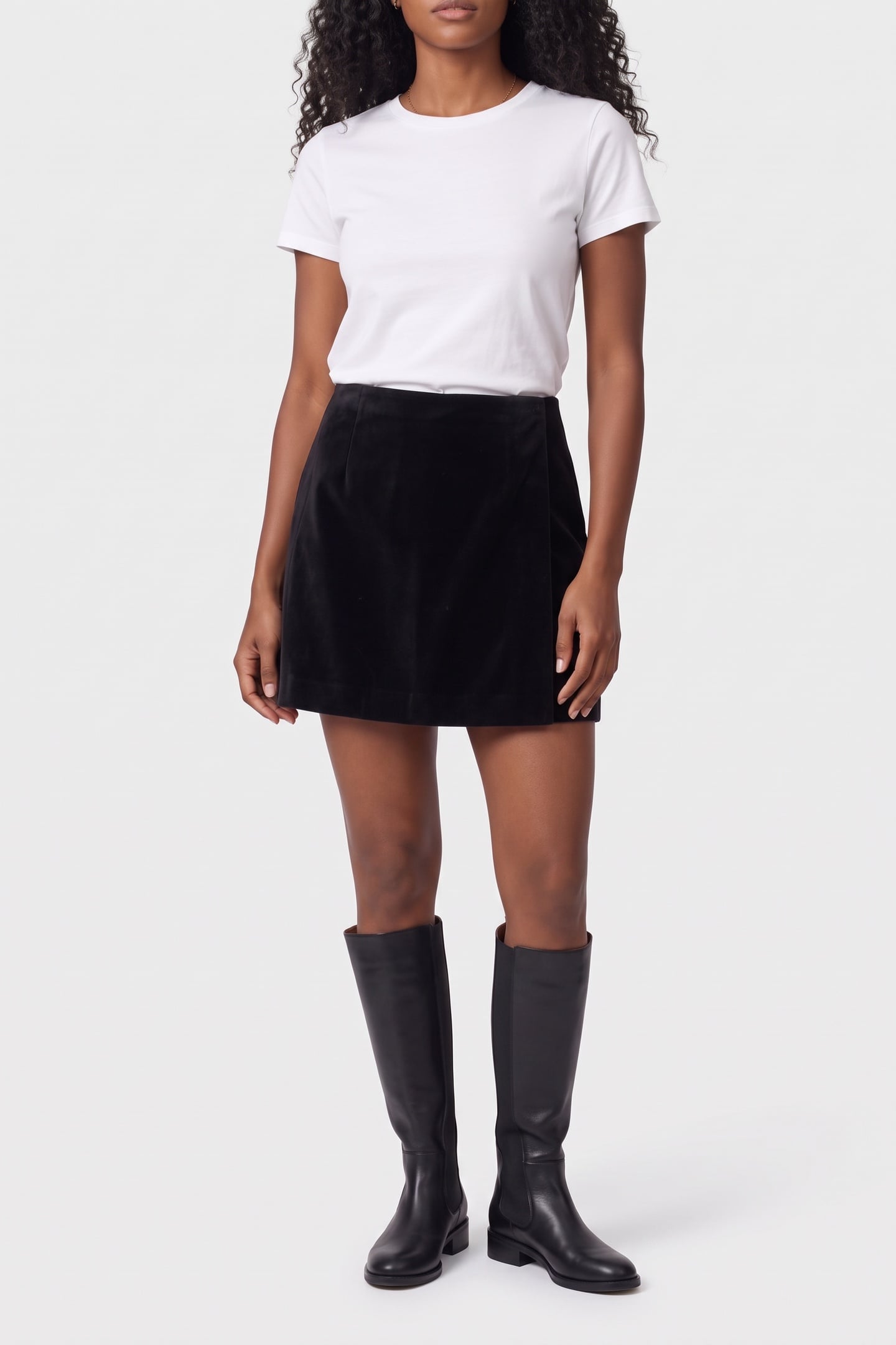 JELA VELVET SKIRT BLACK 1