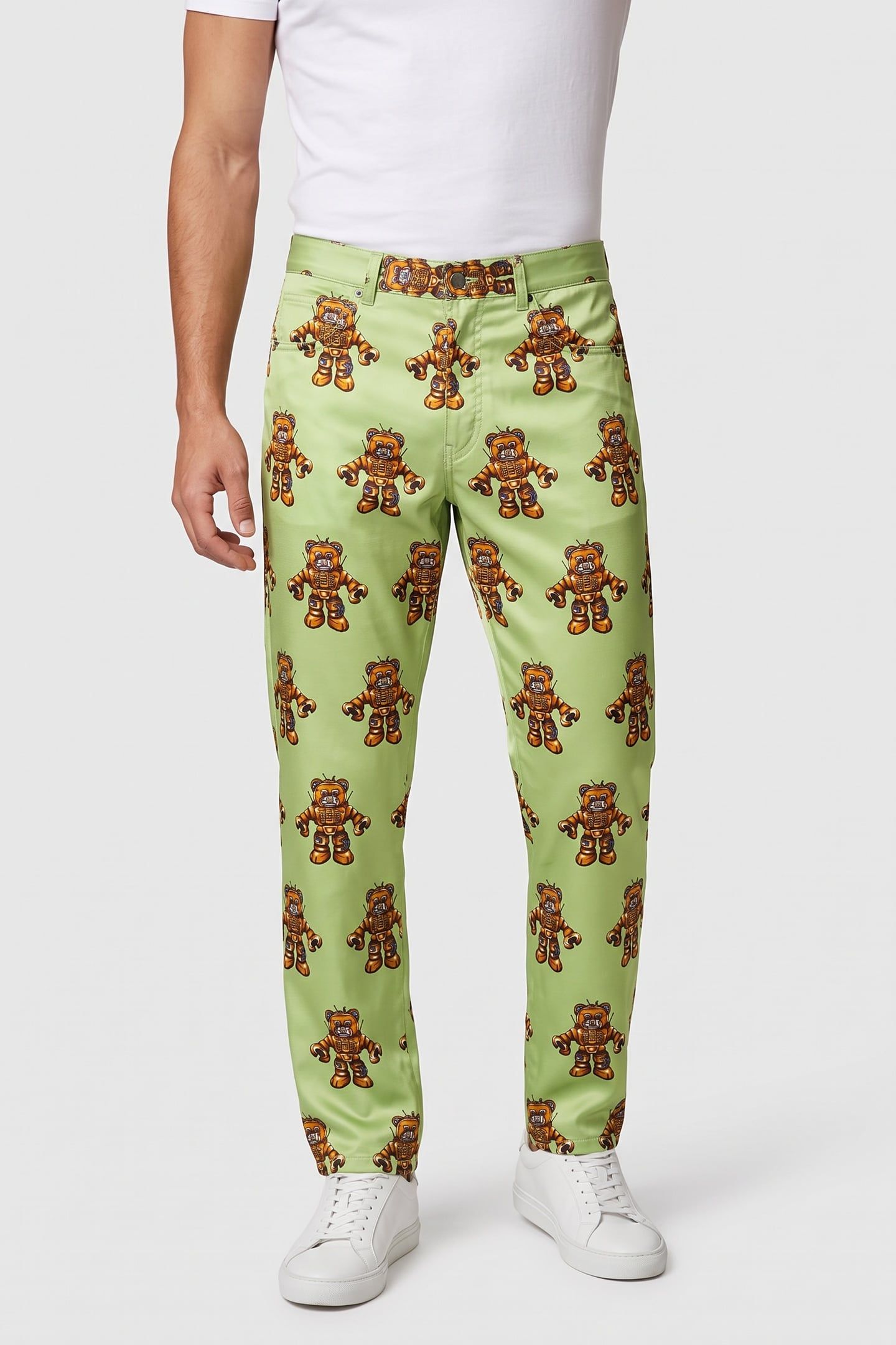 VISCOSE AND WOOL TROUSERS ROBOT BEAR GREEN 1