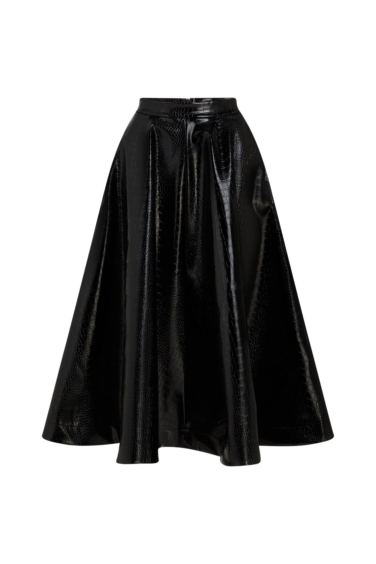 FAUX LEATHER CROC A LINE SKIRT BLACK 4