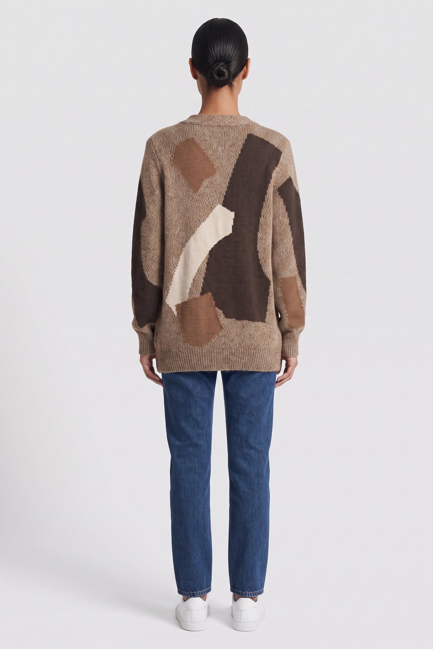 PATCHWORK MOULINÈ WOOL AND ALPACA CARIDGAN BEIGE 2