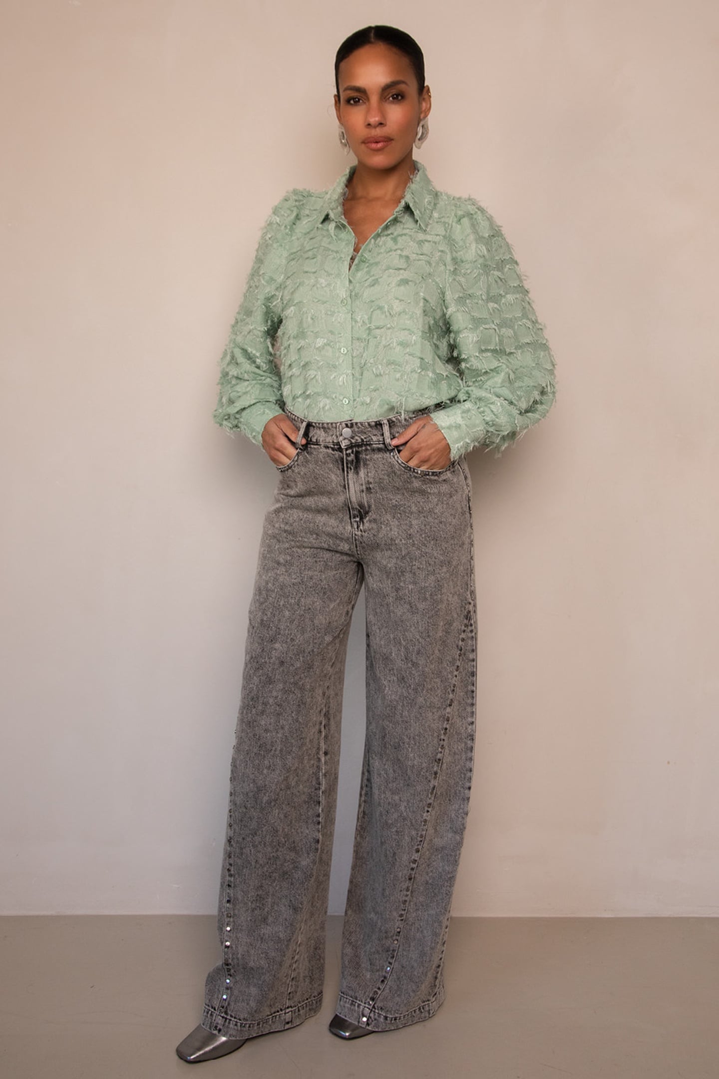 BENDA BLOUSE SAGE GREEN 1