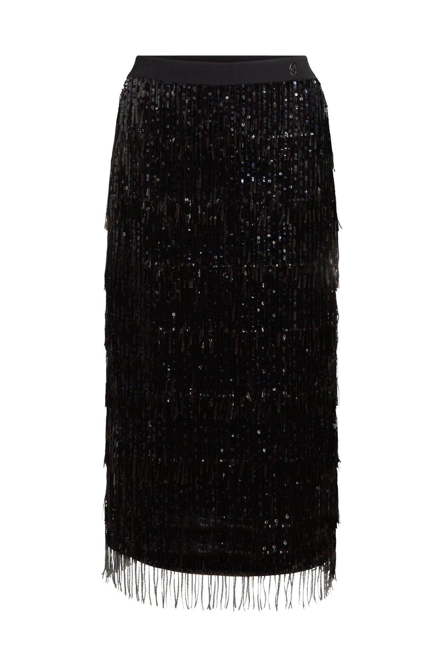 SEQUINS FRINGE SKIRT BLACK 4