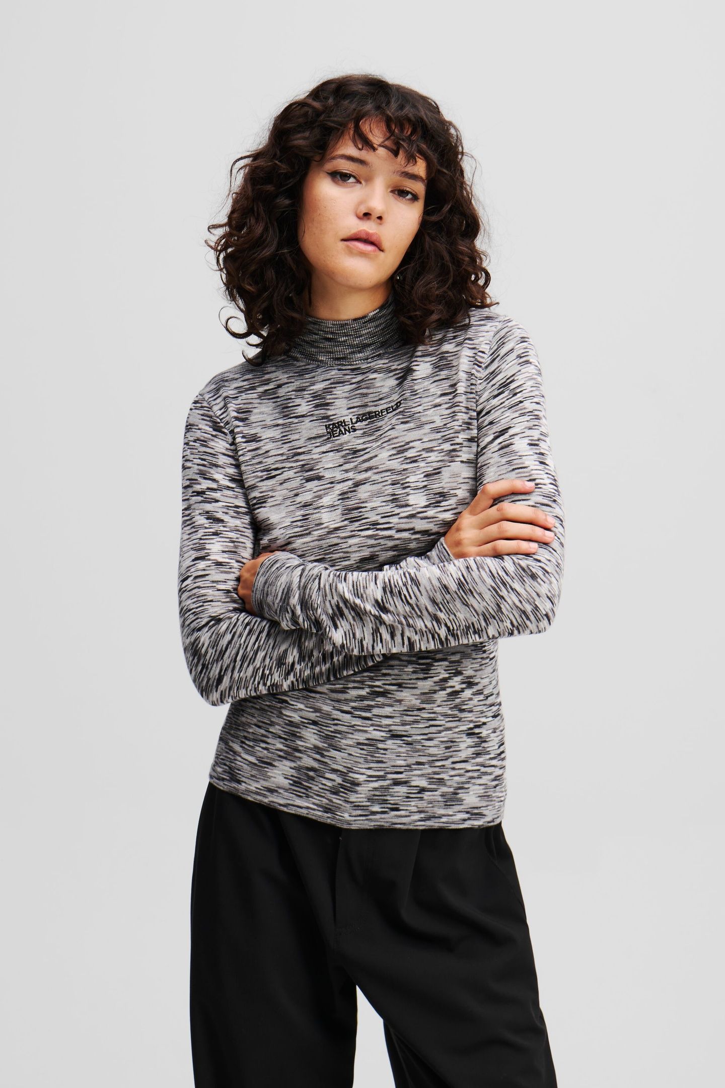 KLJ MOCK NECK KNIT TOP LIGHT GREY MELANGE 2