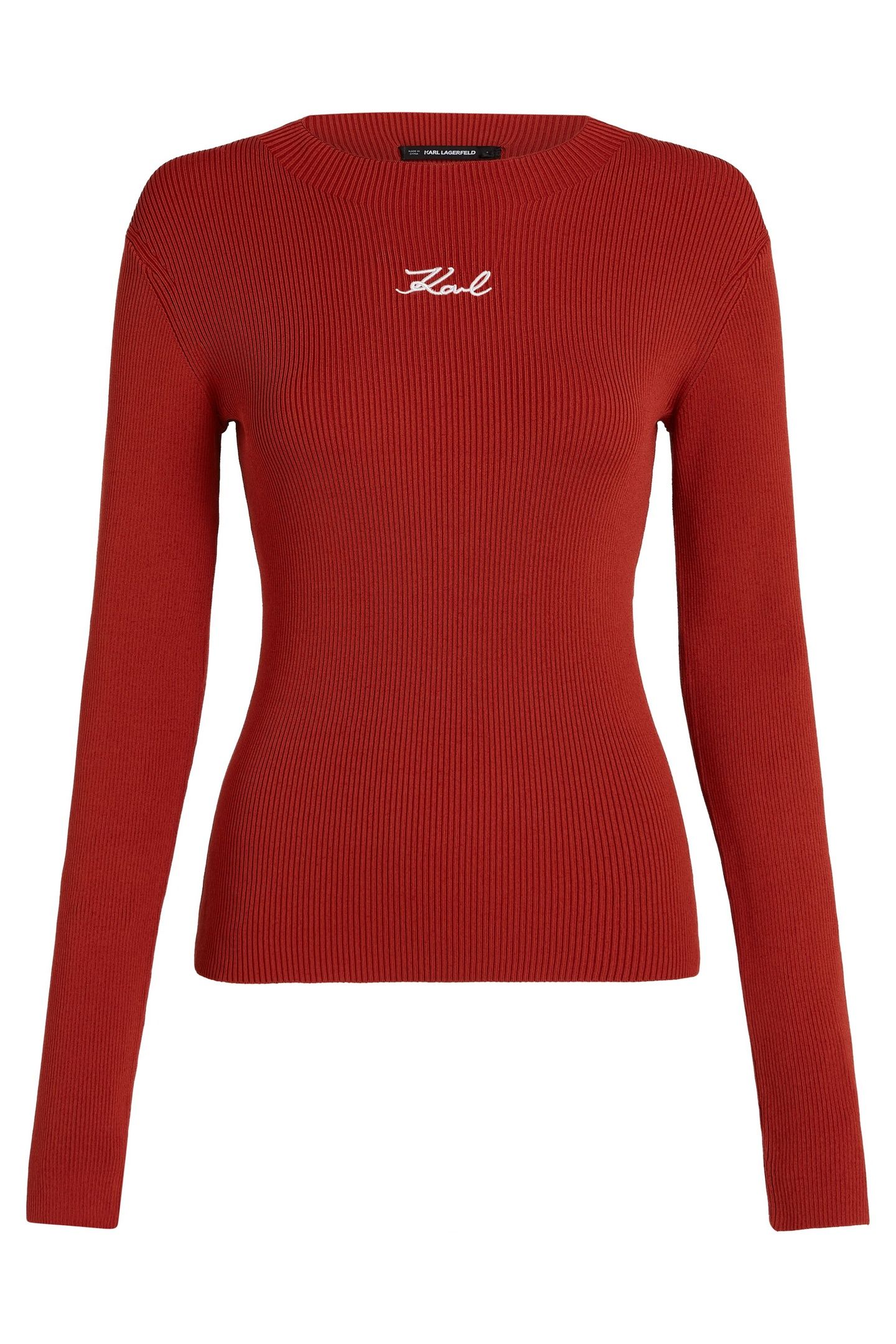 LONGSLEEVE RIBBED MOCK NECK CINNABAR 3
