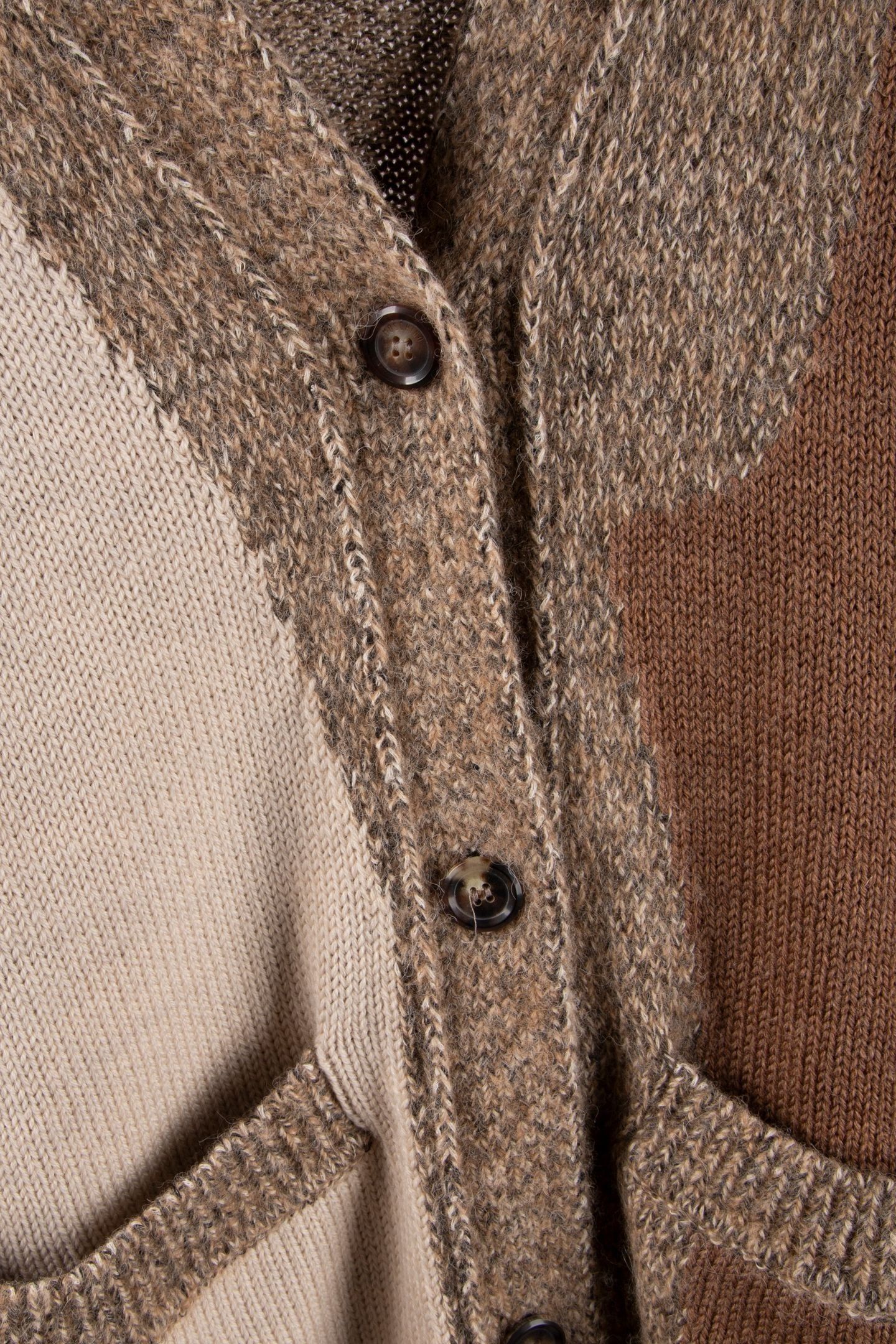 PATCHWORK MOULINÈ WOOL AND ALPACA CARIDGAN BEIGE 4