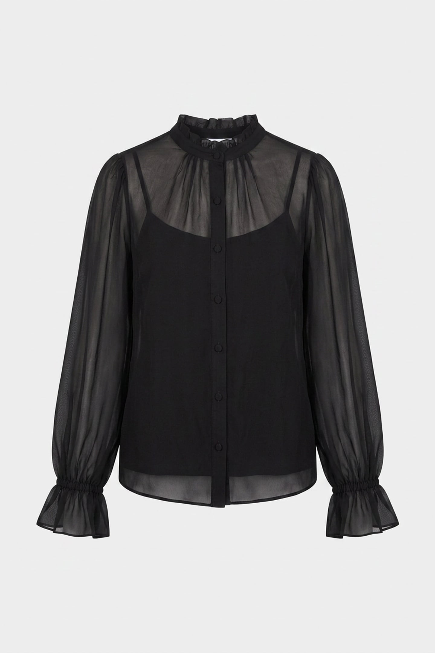 SILK CHIFFON SHIRT BLACK 3