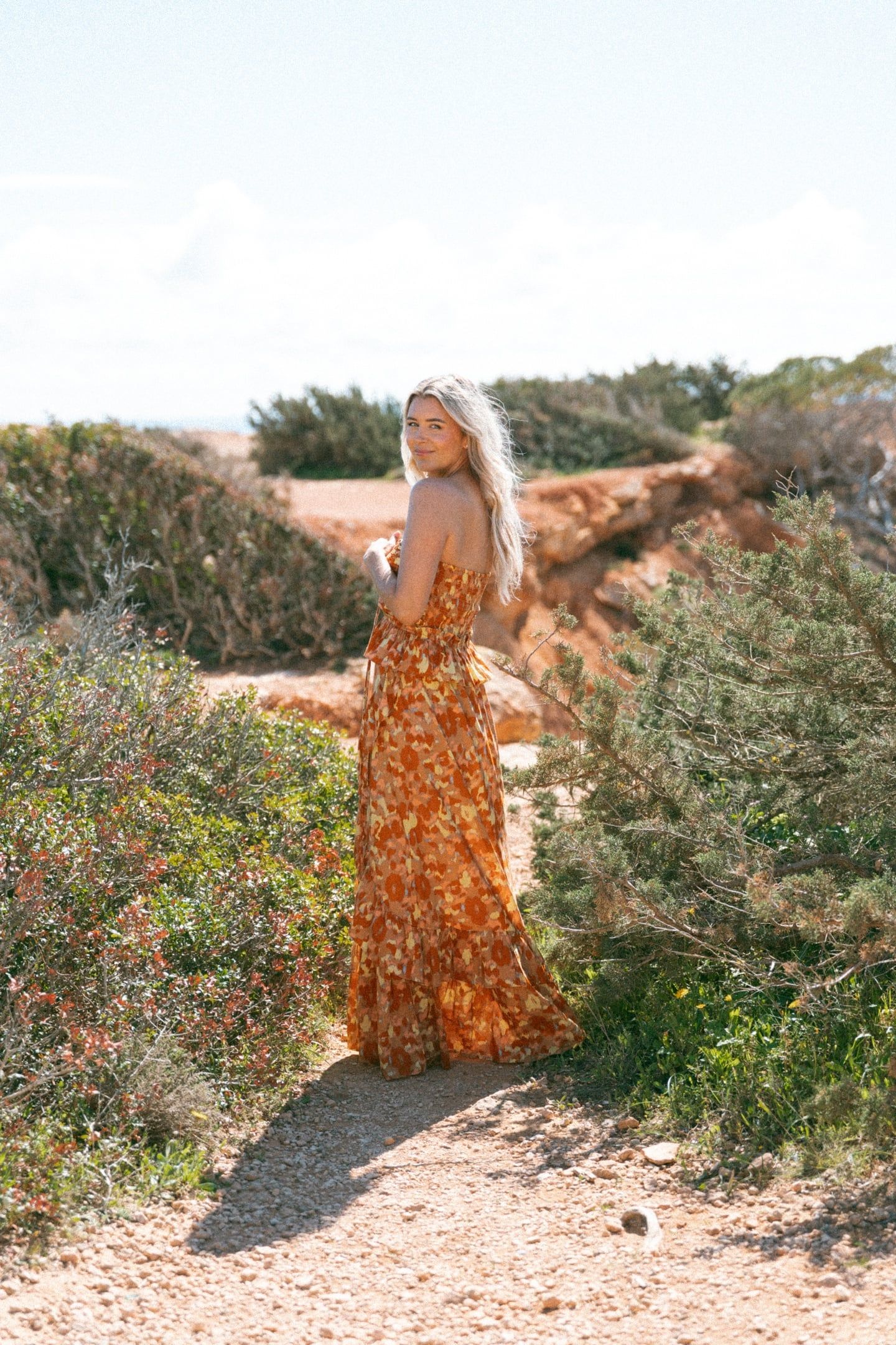 EIVISSA DRESS RUST ORANGE PRINT 2