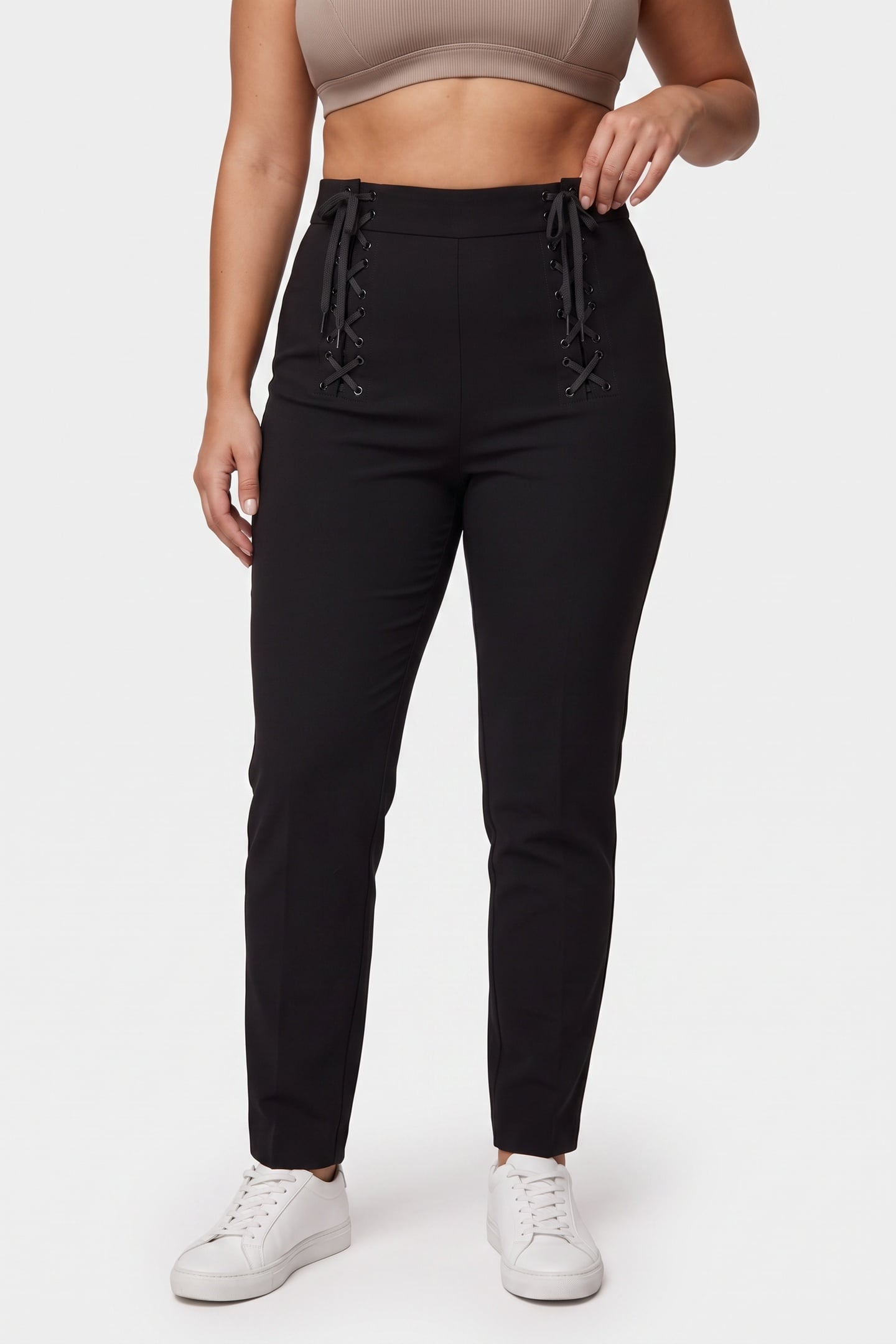 BONDAGE LACING CREPE TROUSERS BLACK 1