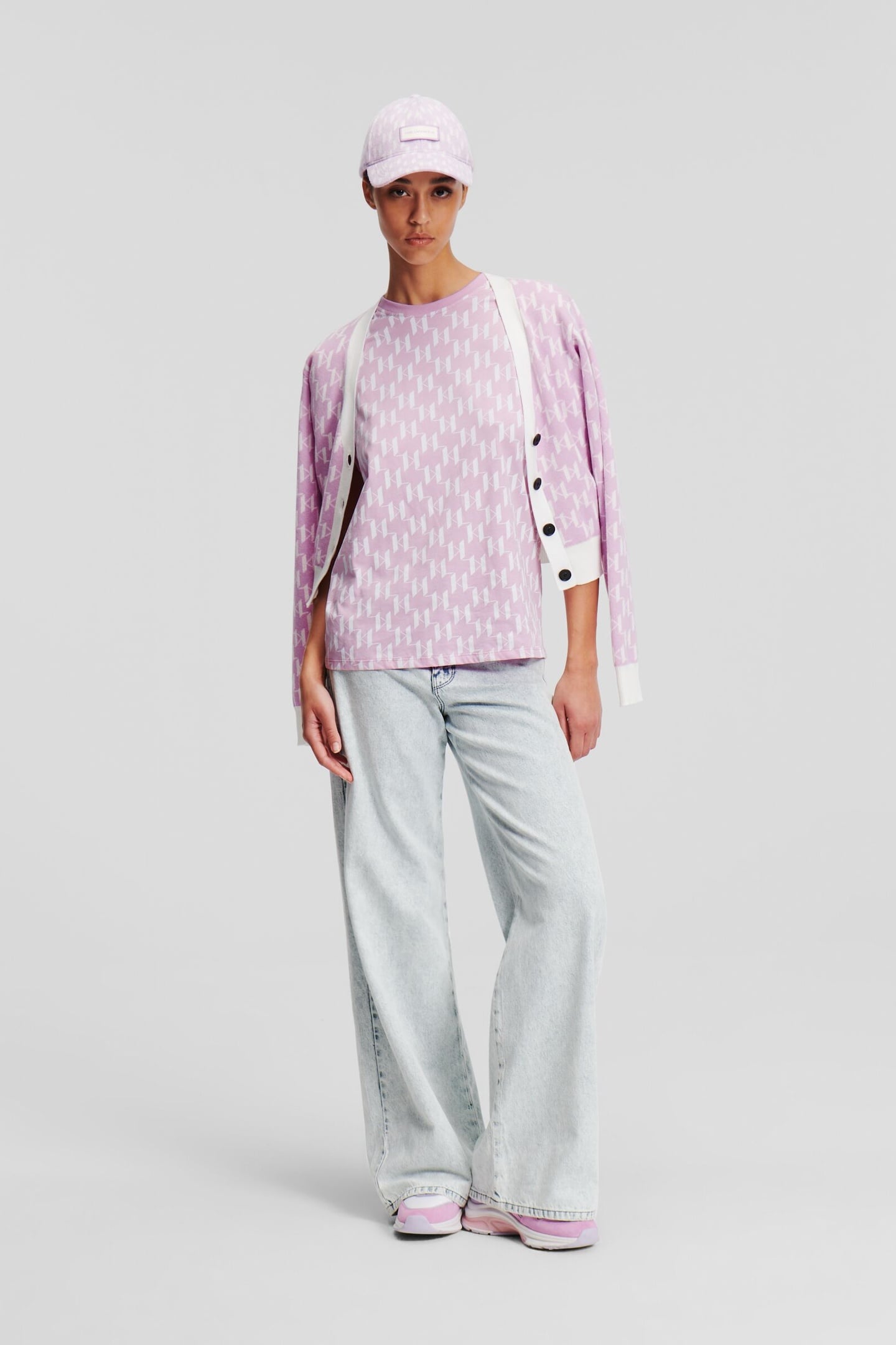 KL MONOGRAM SHORT CARDIGAN MONOGRAM ORCHID BOUQUET 2