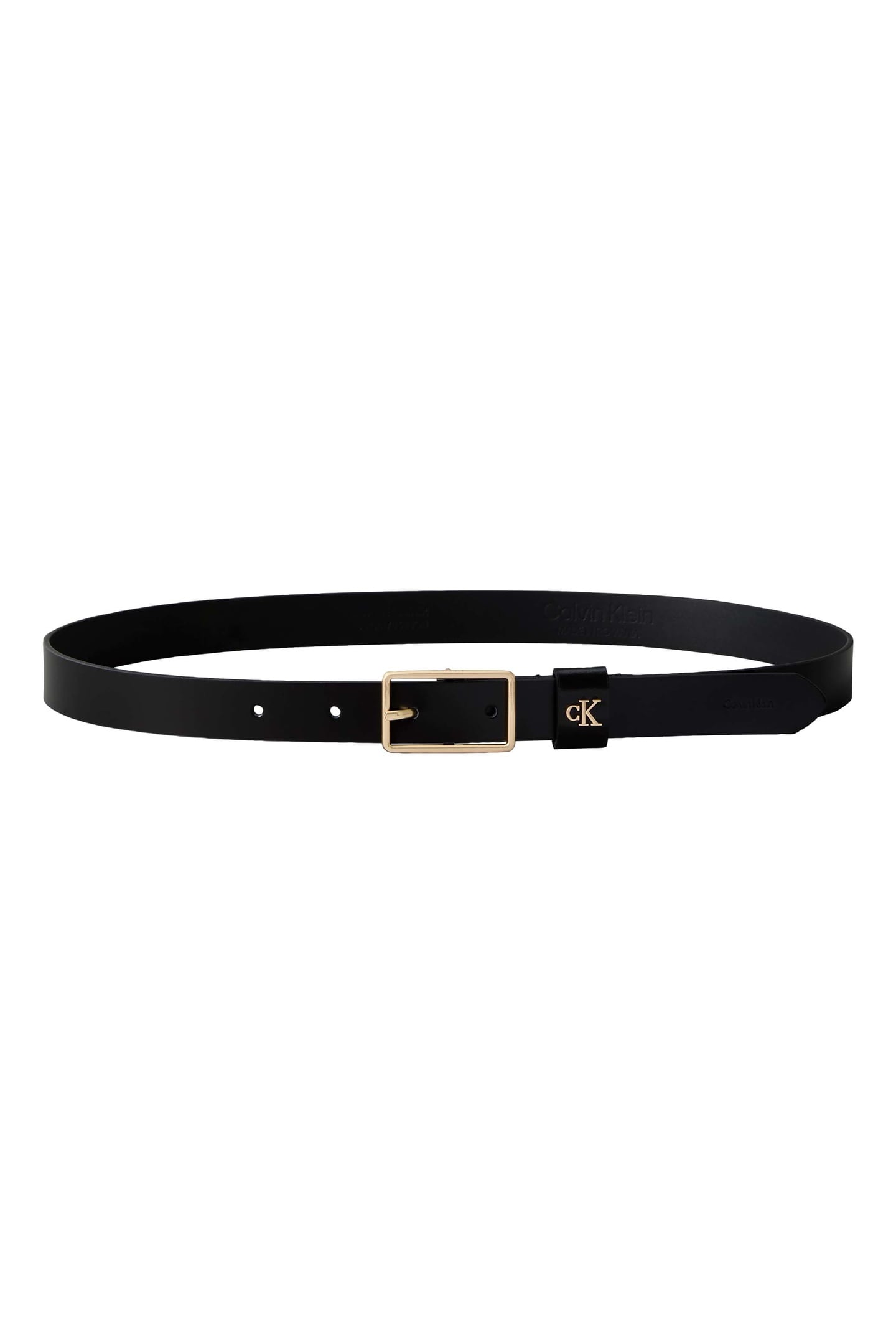 SQUARE BUCKLE CK LOOP BELT BLACK/ANTIQUE LIGHT GOLD 2