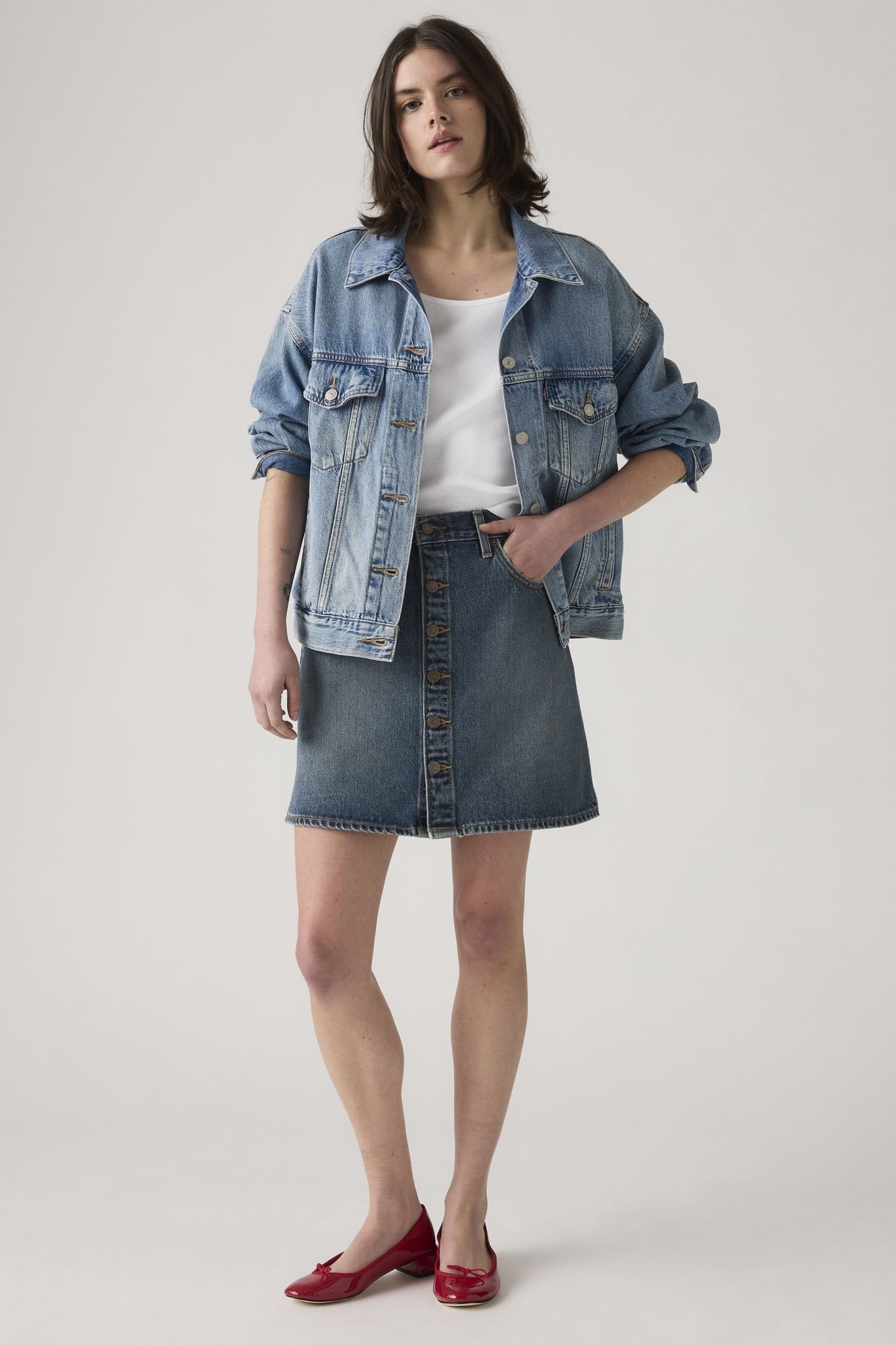 RETRO BUTTON FRONT SKIRT 6