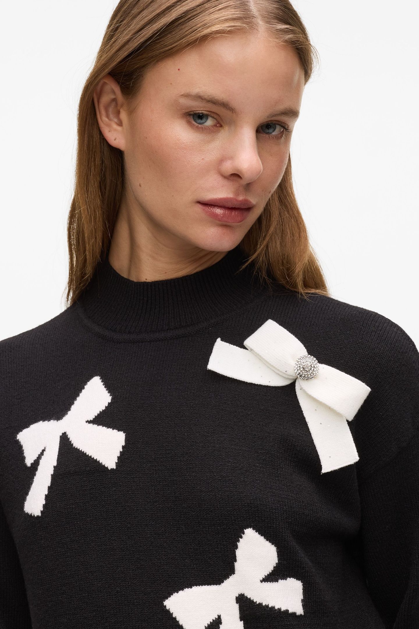 KNITTED BOW SWEATER BLACK 4