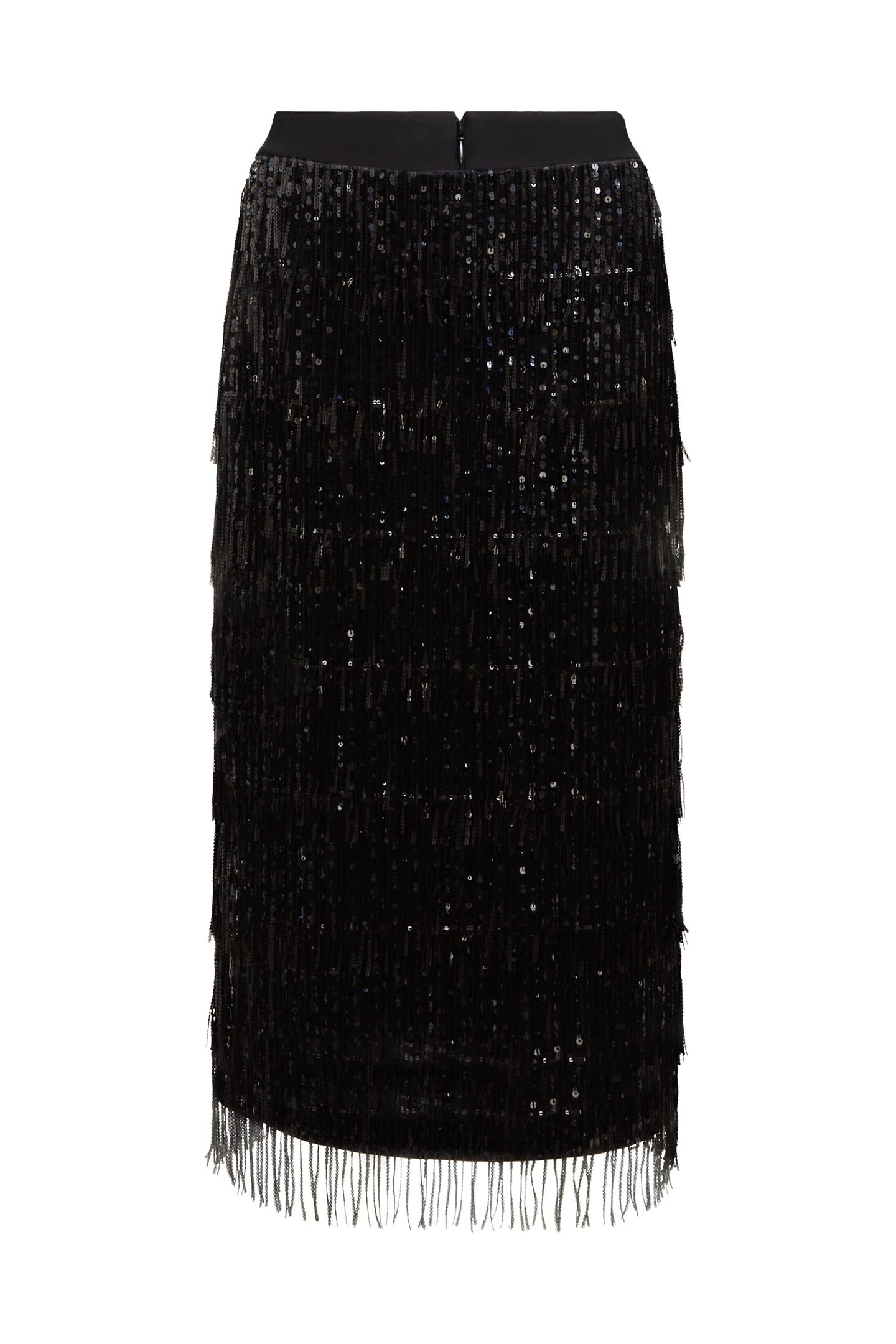 SEQUINS FRINGE SKIRT BLACK 5