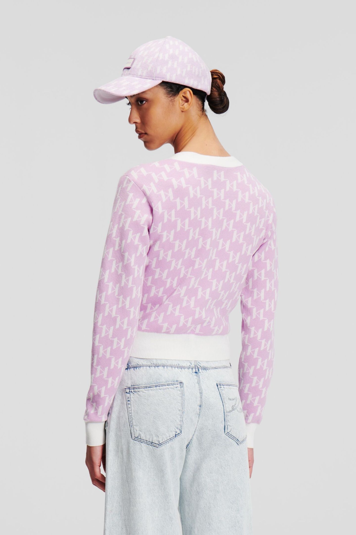 KL MONOGRAM SHORT CARDIGAN MONOGRAM ORCHID BOUQUET 5