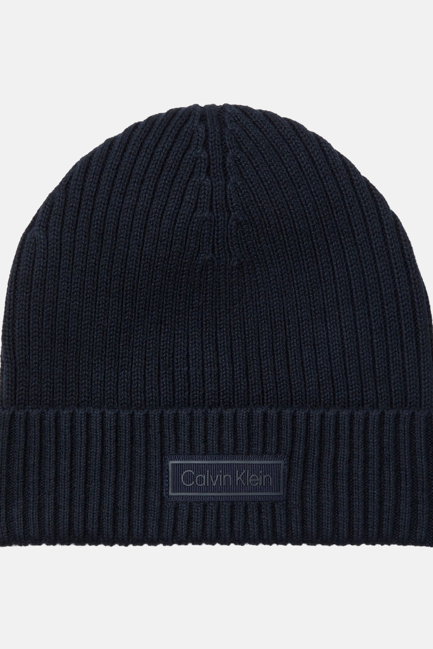 PATCH CHUNKY RIB COTTON BEANIE DARK SAPPHIRE 1