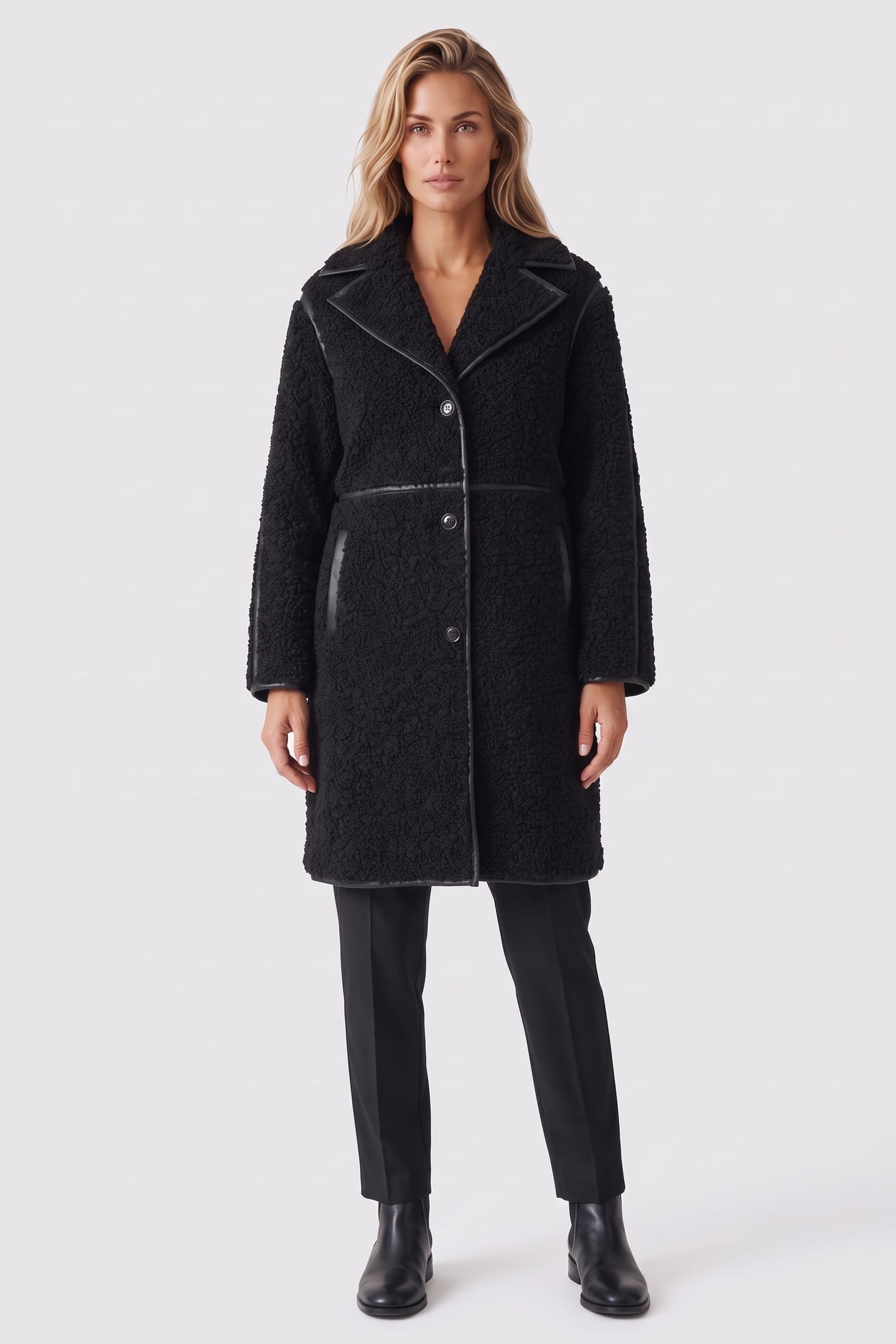 LONG FAUX SHEARLING BLACK 1