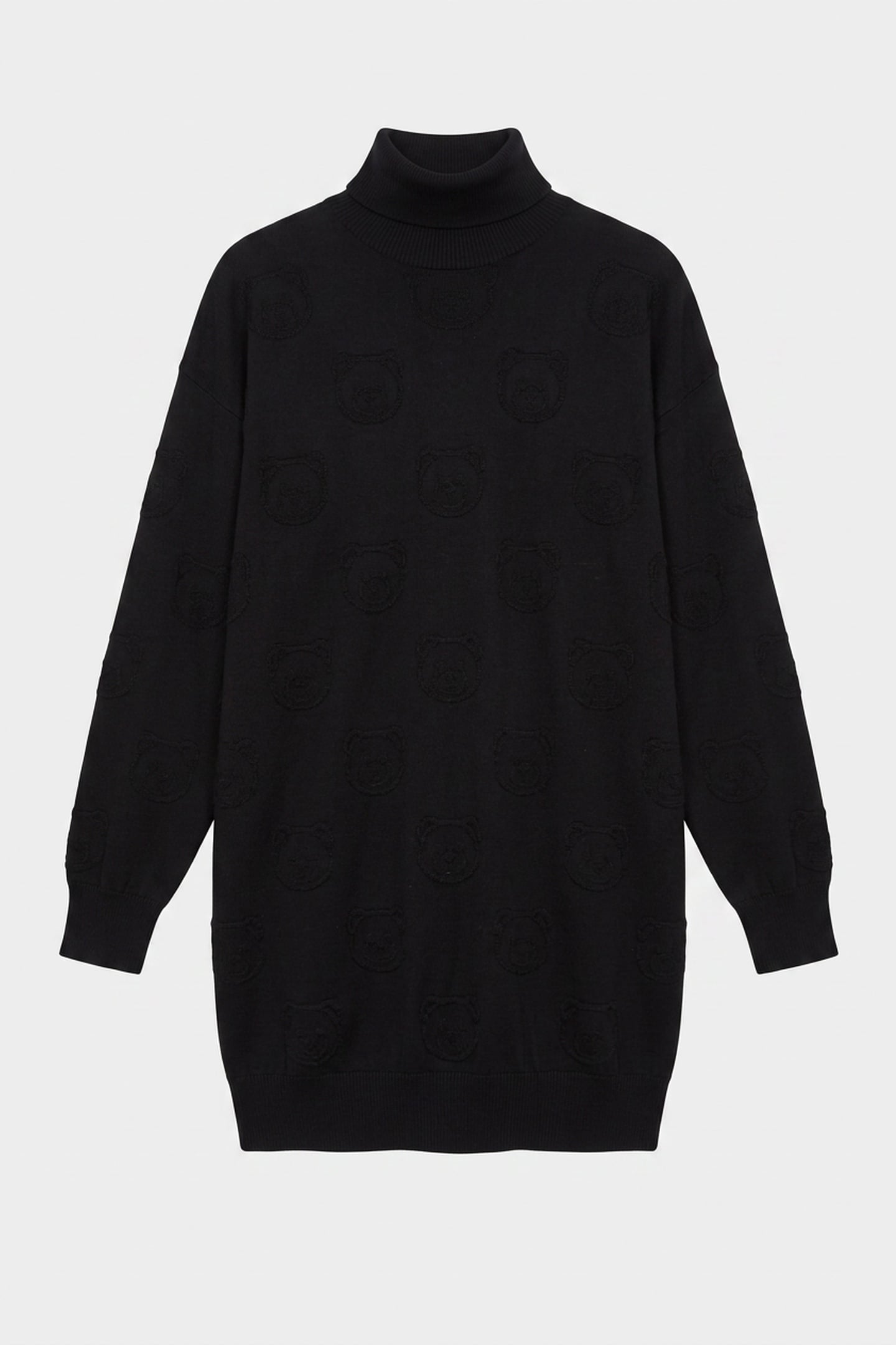 ALLOVER TEDDY BEAR WOOL DRESS BLACK 3