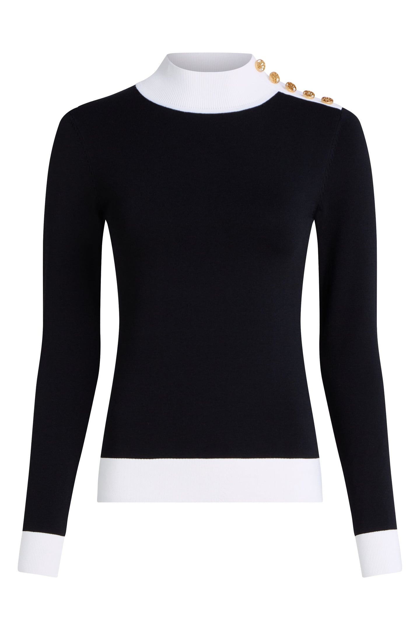 BUTTON DETAIL MOCK NECK BLACK 4