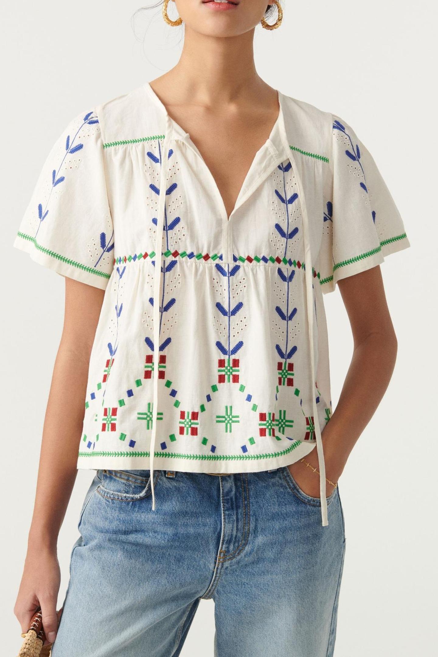 SHORT SLEEVES TOP ECRU 1