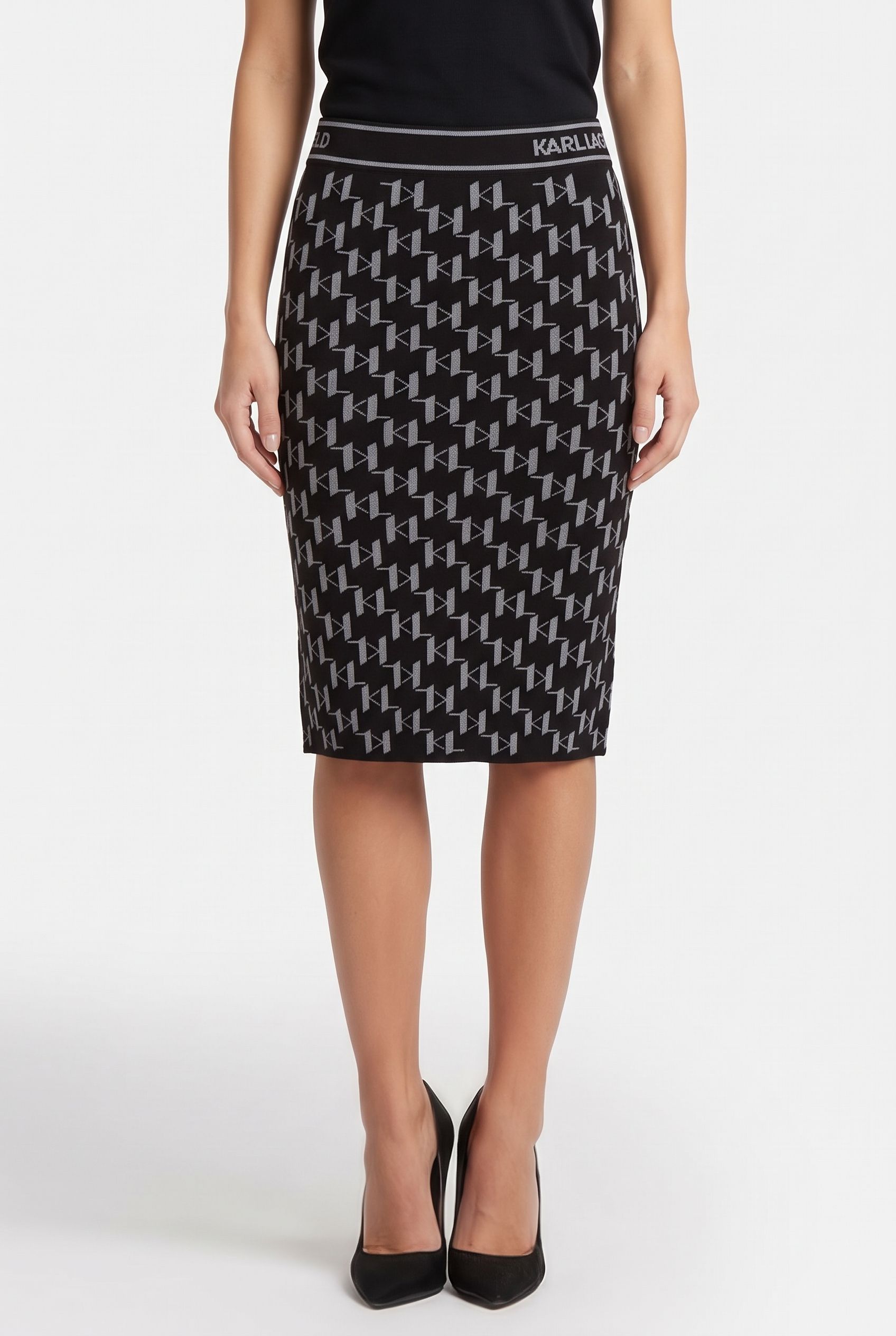 KL MONOGRAM KNIT SKIRT GREY MELANGE MONOGRAM 1