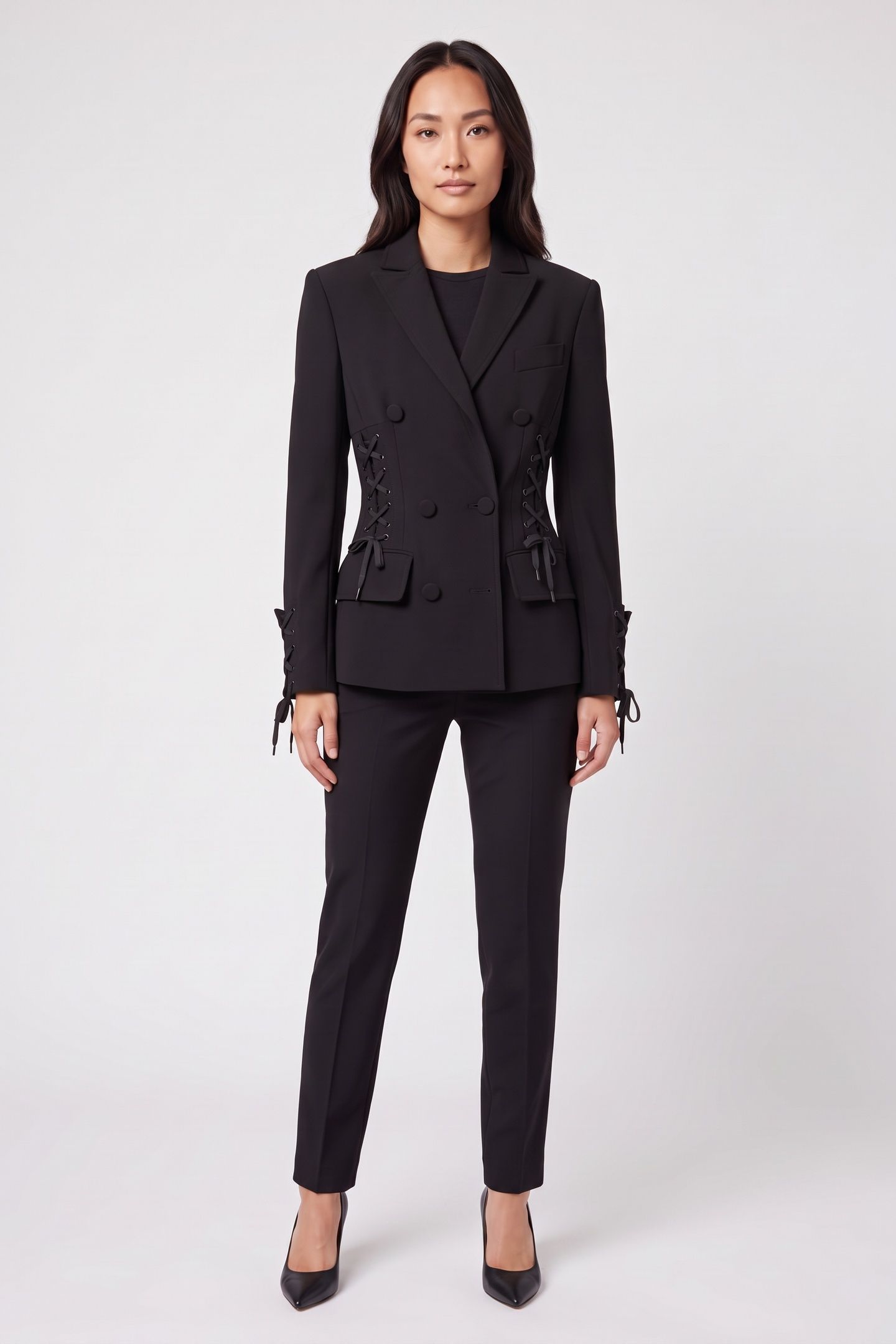 BONDAGE LACING CRÊPE JACKET BLACK 1