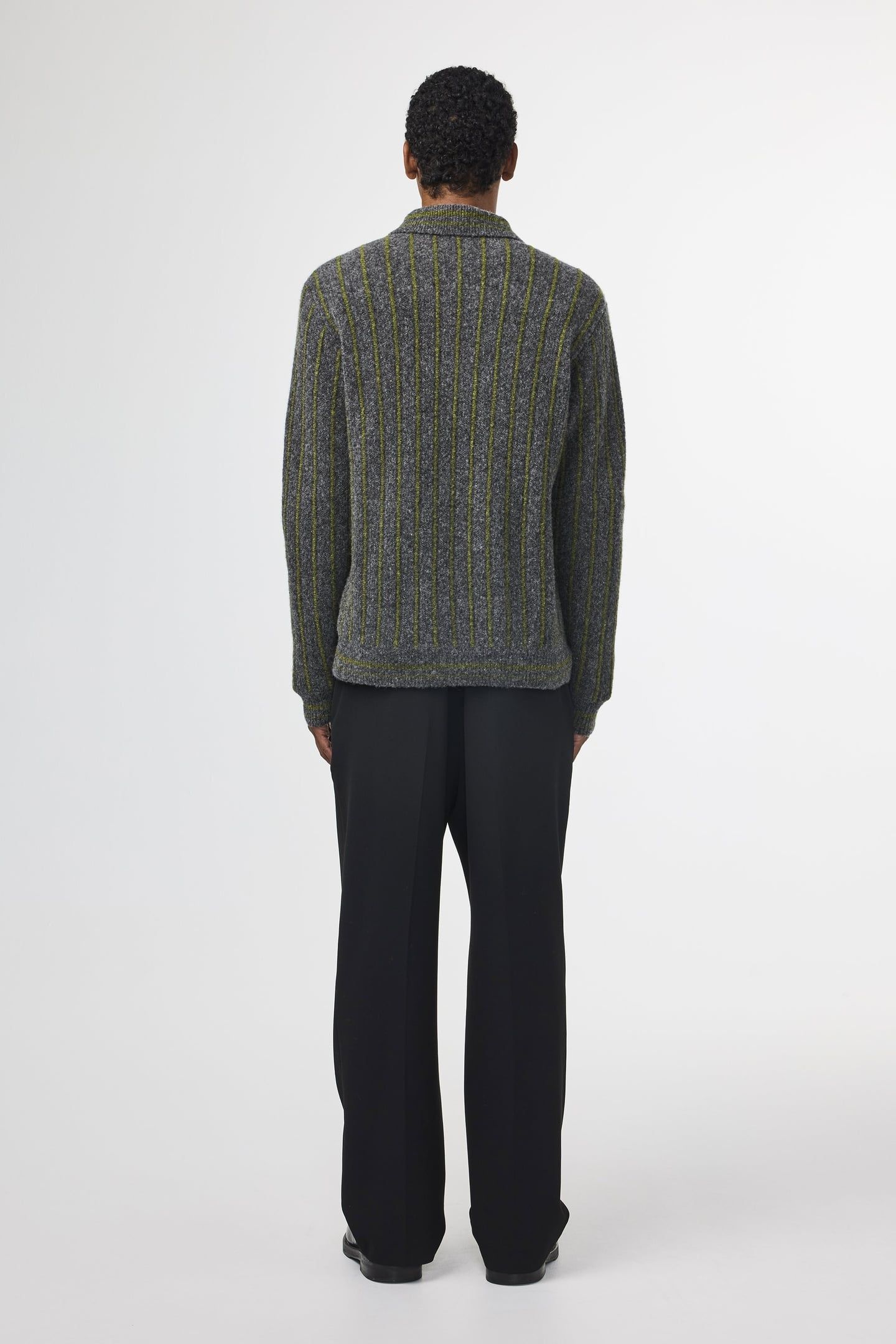 DARREN POLO CARDIGAN 6683 MEDIUM GREY MEL 2