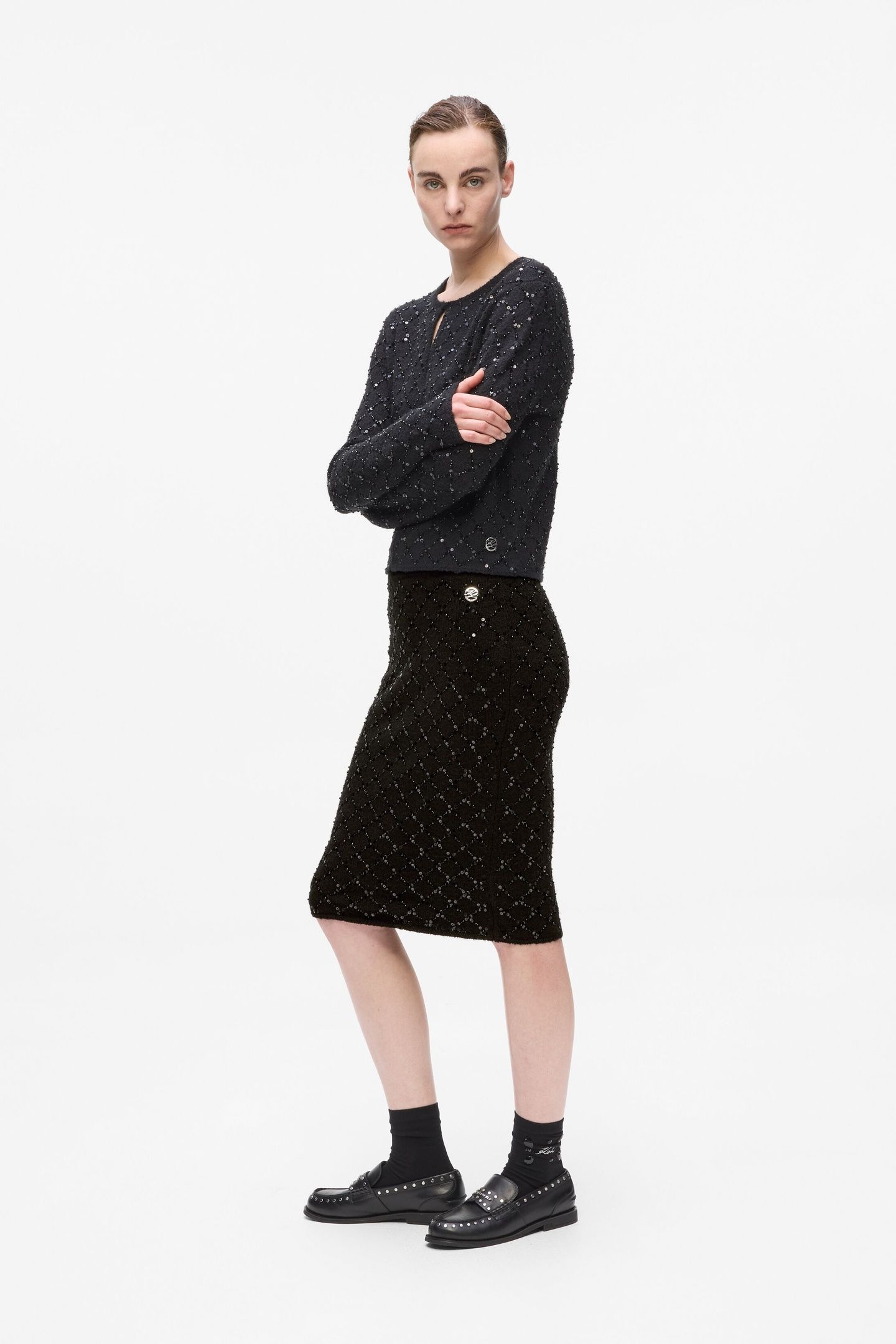 EMBELLISHED KNIT SKIRT BLACK 3