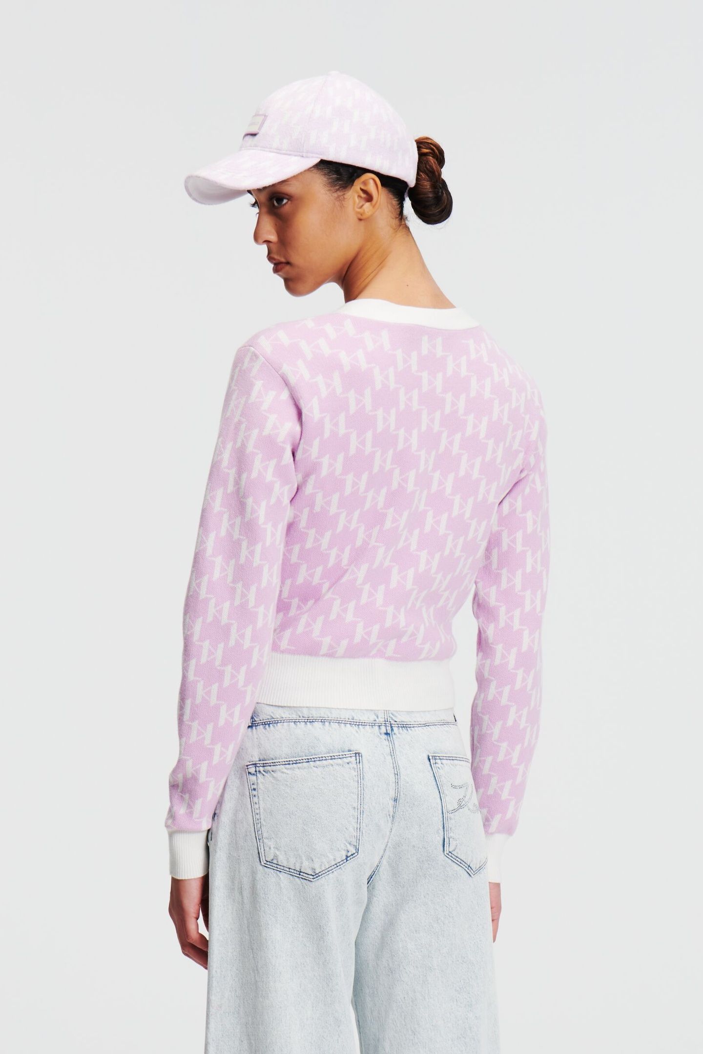 KL MONOGRAM SHORT CARDIGAN MONOGRAM ORCHID BOUQUET 6